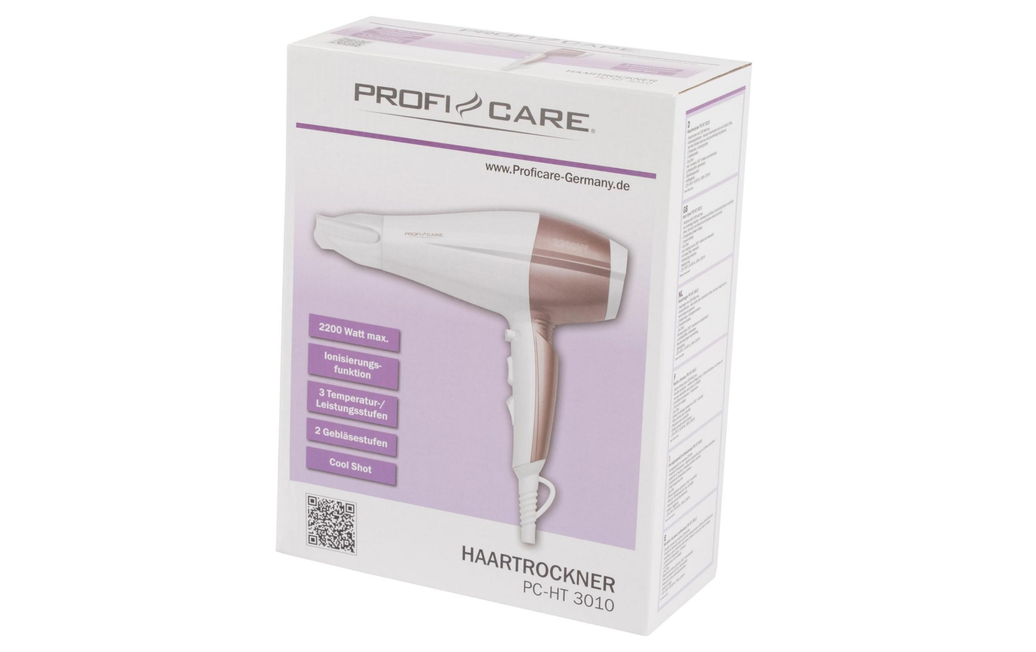 Biało-różowy profesjonalny suszarka do włosów Profi Care 2200W na opakowaniu.