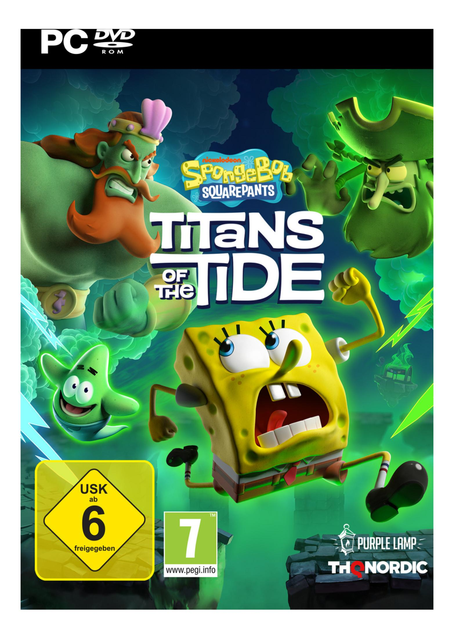Spongebob, Patrick e pirati su una copertina di gioco per PC DVD.
