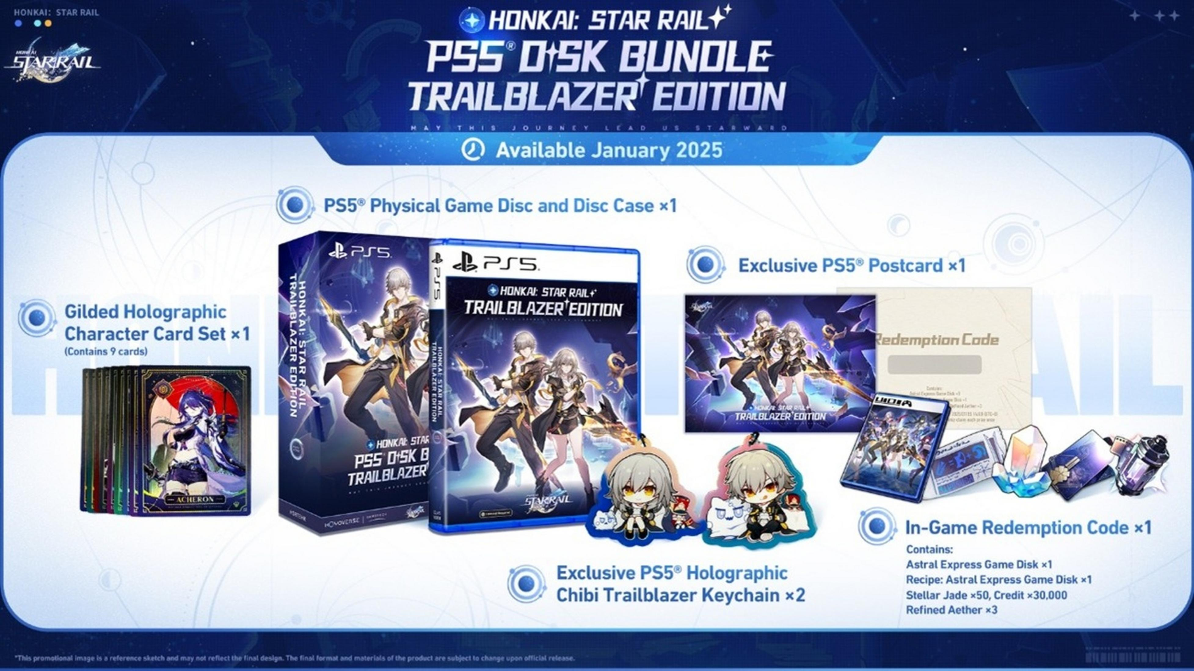 Honkai: Star Rail PS5 Bundle Disco, Gen 2025. Include carte, gioco, cartolina, portachiavi e codice.