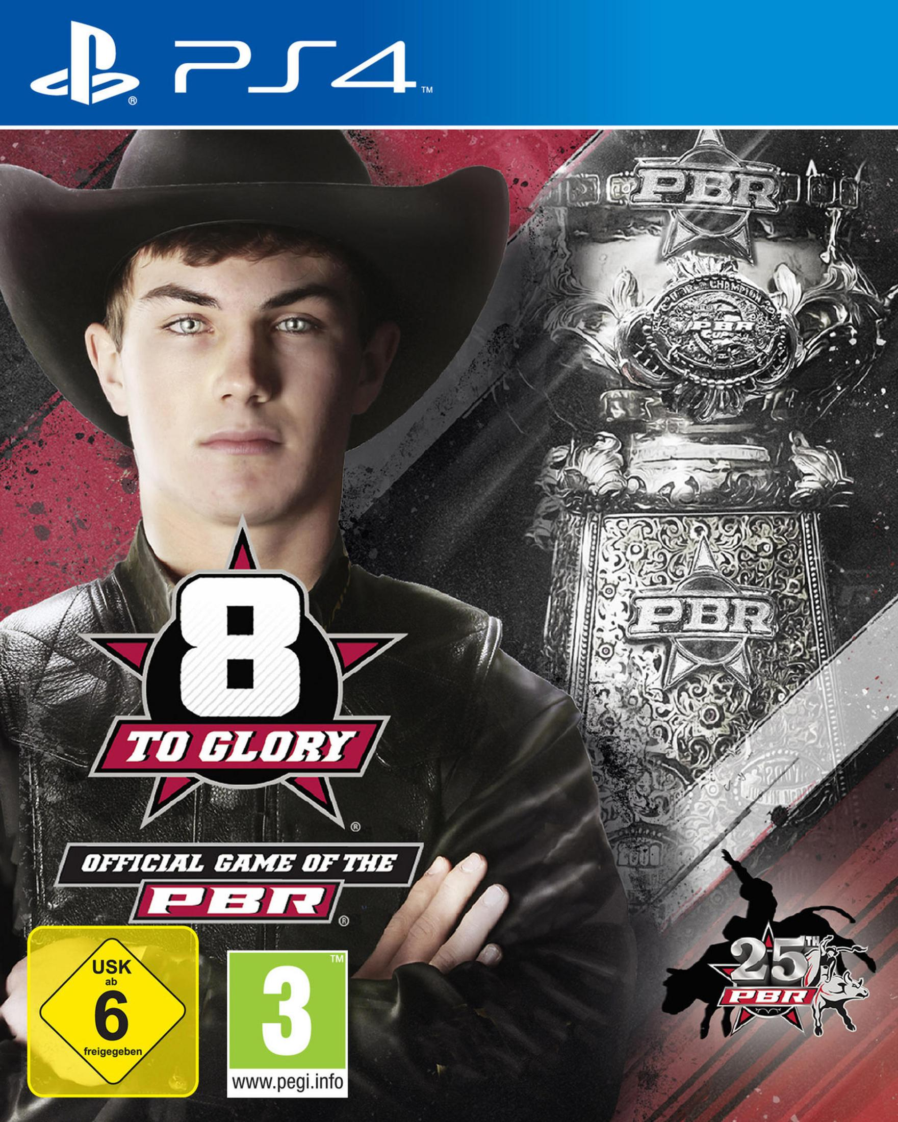 Młody mężczyzna w kowbojskim kapeluszu przed trofeum i logo PS4.