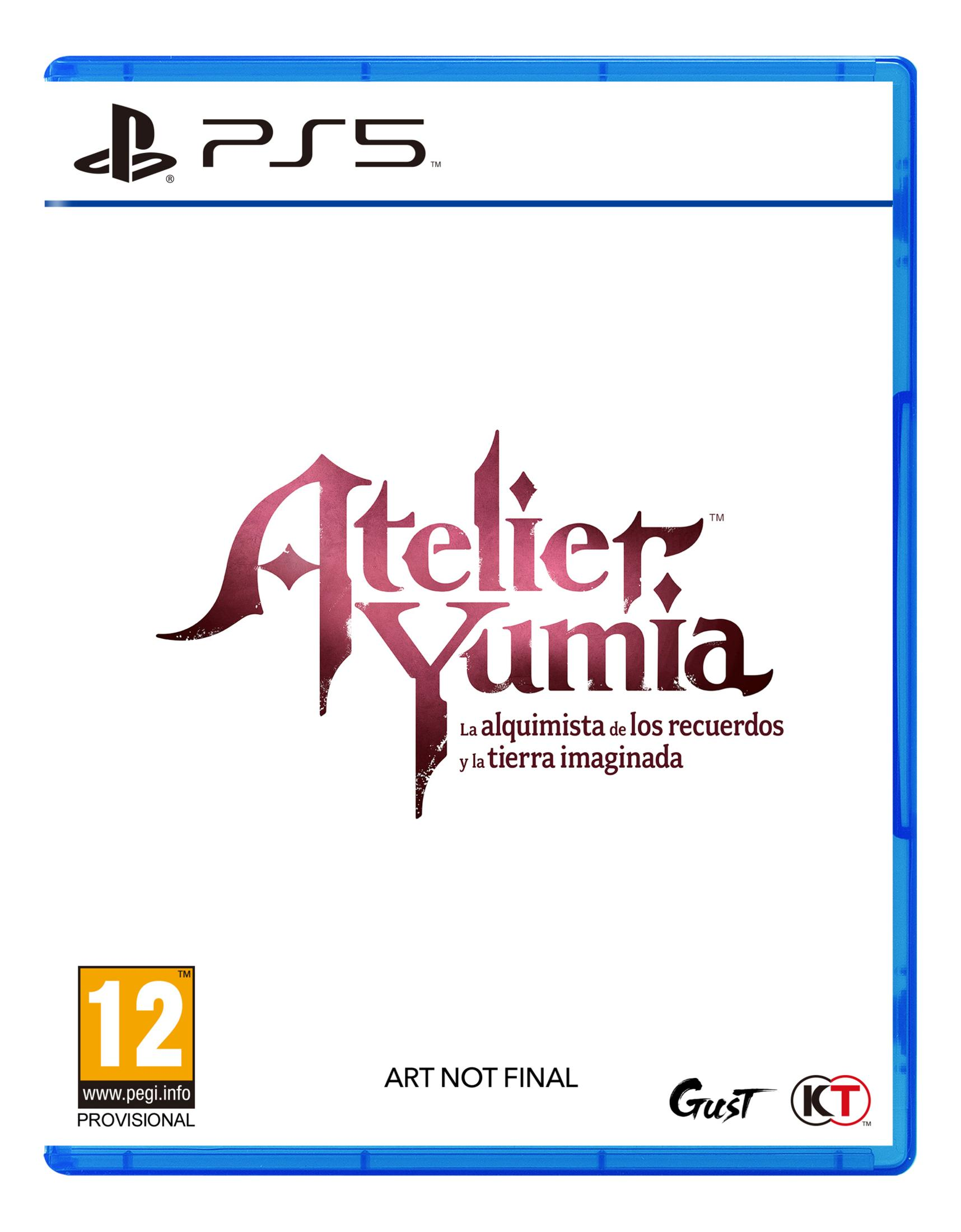 Portada de videojuego PS5 Atelier Yumia con clasificación PEGI 12.