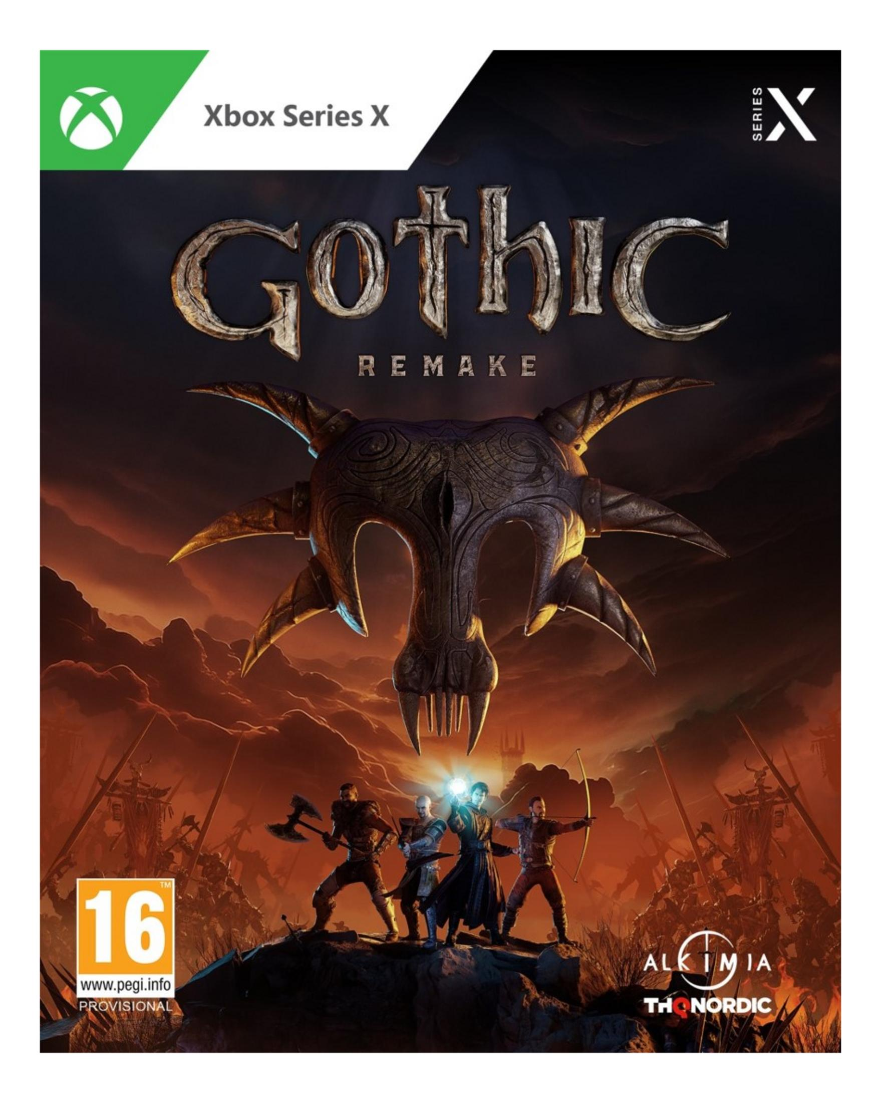 Copertina gioco Xbox Series X: Quattro eroi davanti a un esercito. Maschera scura in primo piano.