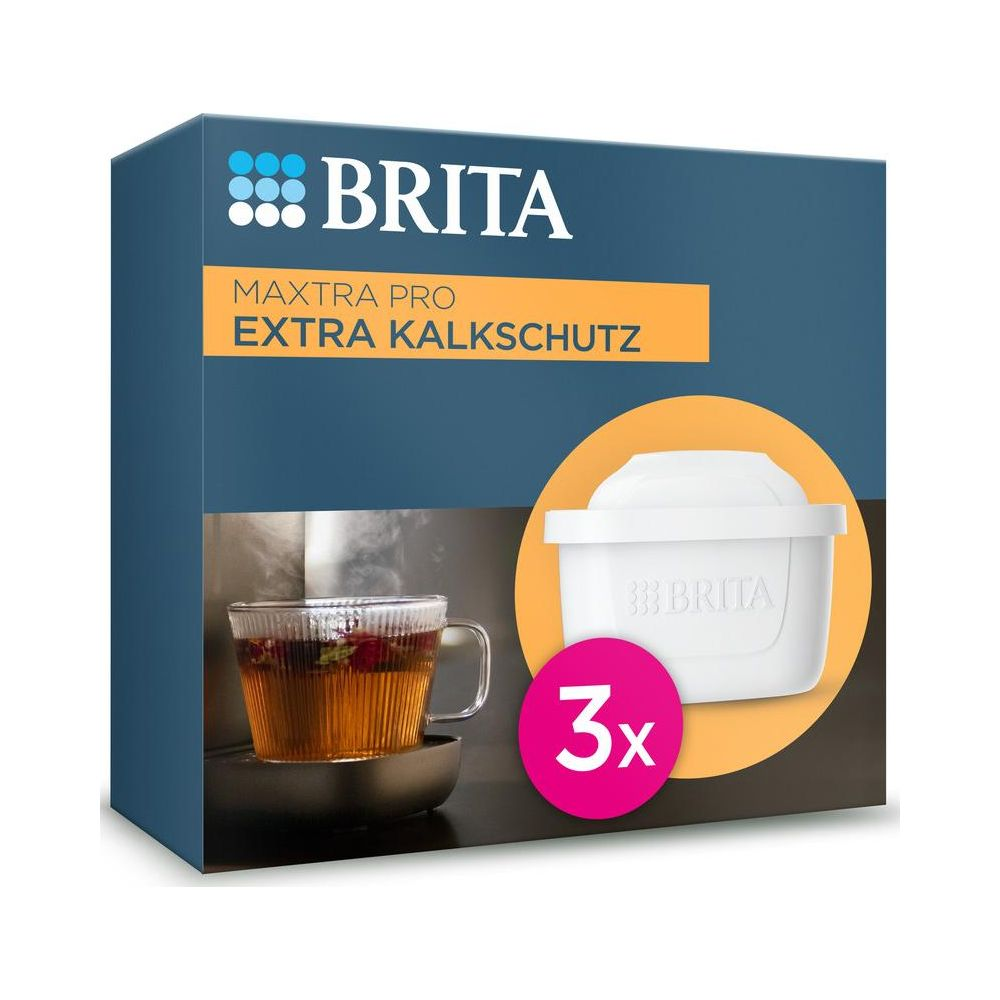 Brita-Verpackung mit Teebecher und Wasserfilter, 3er-Pack.