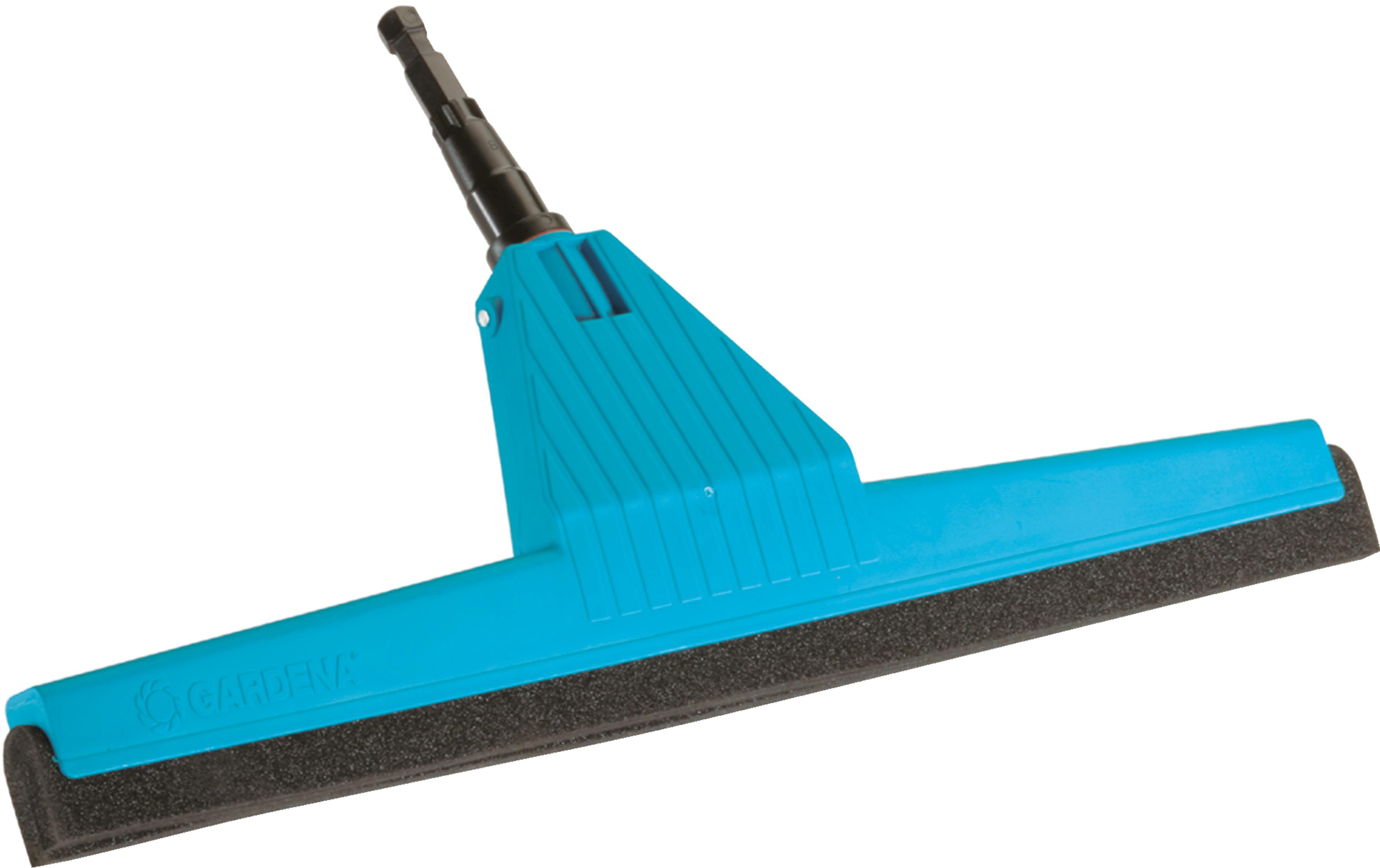 Un tergivetro Gardena blu con lama in spugna nera e manico.