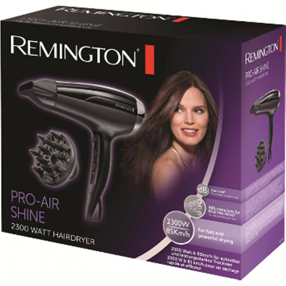 Remington Pro-Air Shine föhn verpakking met vrouw en föhn