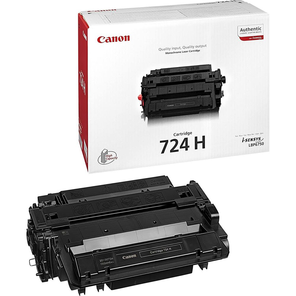 Canon 724 H siyah toner kartuşu, ambalajlı ve tekli ürün.