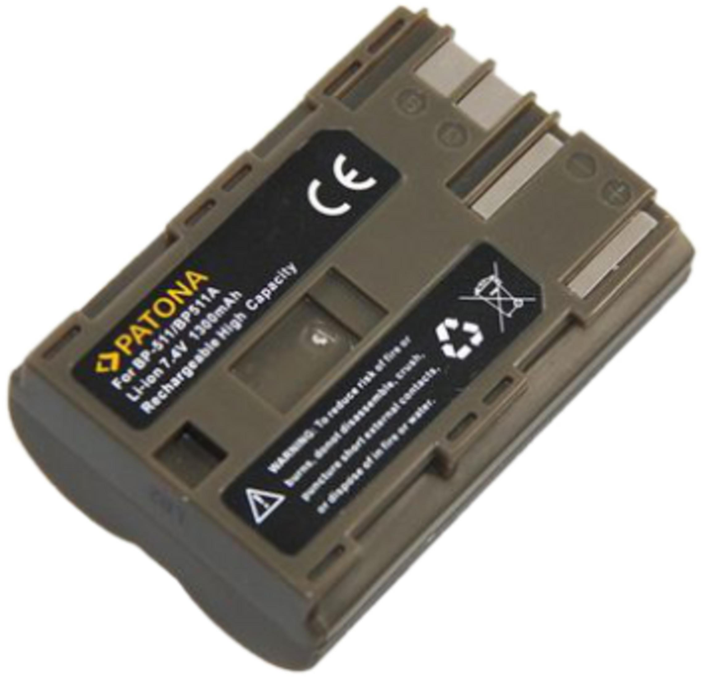 Batterie Patona marron, 7,4V 1300mAh, pour BP-511/BP511A.