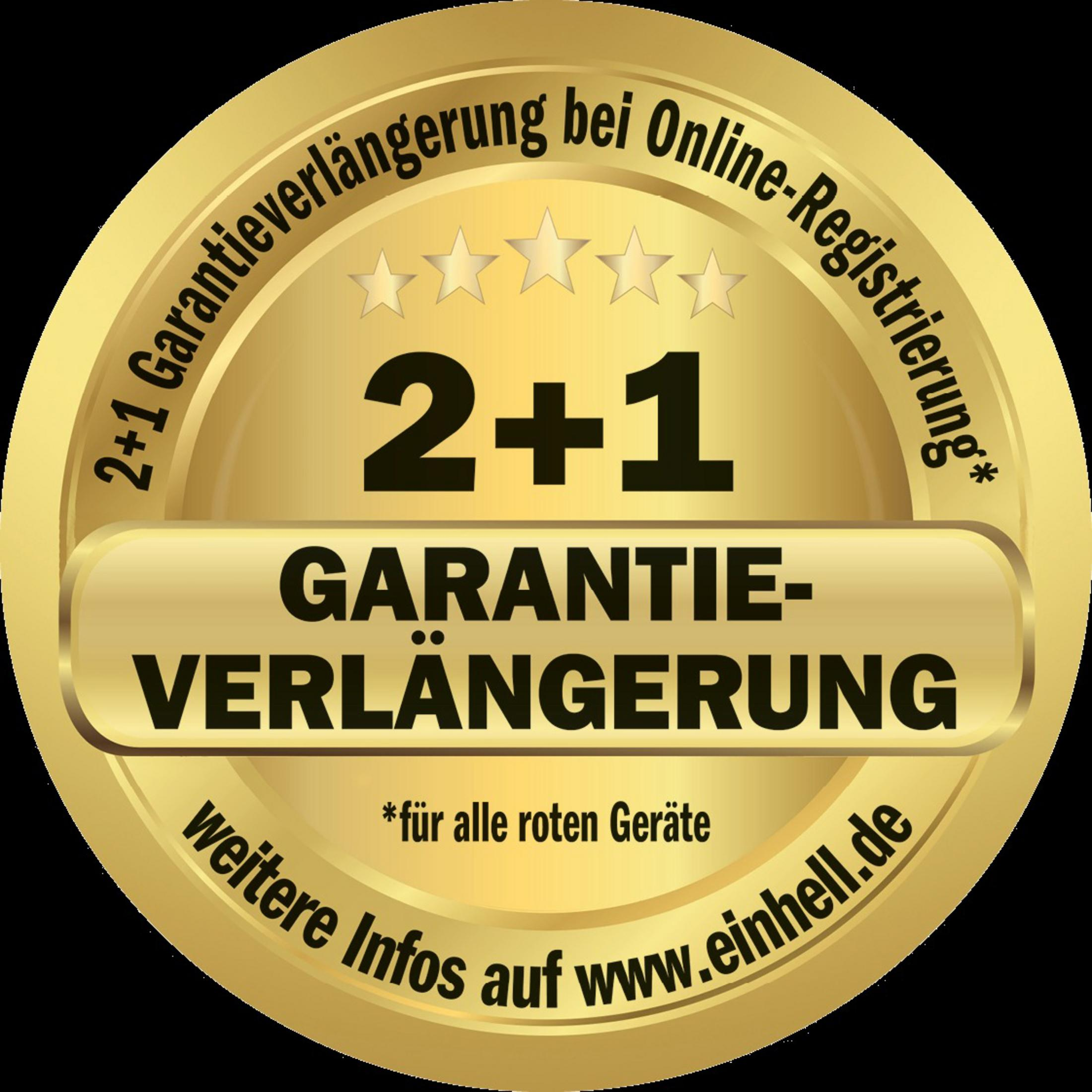 Goldenes Siegel mit '2+1 Garantie-Verlängerung' und Website.