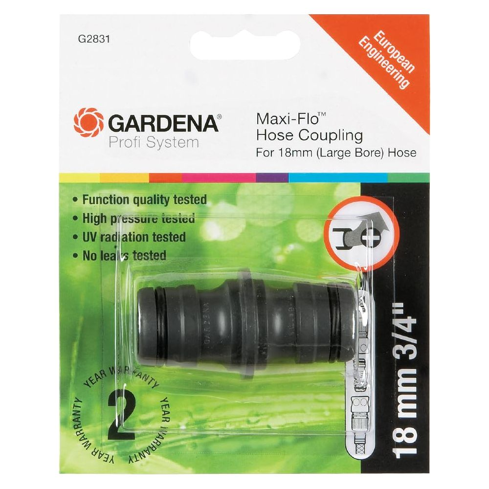 Acoplamiento Gardena Maxi-Flo para manguera de 18mm, con 2 años garantía.