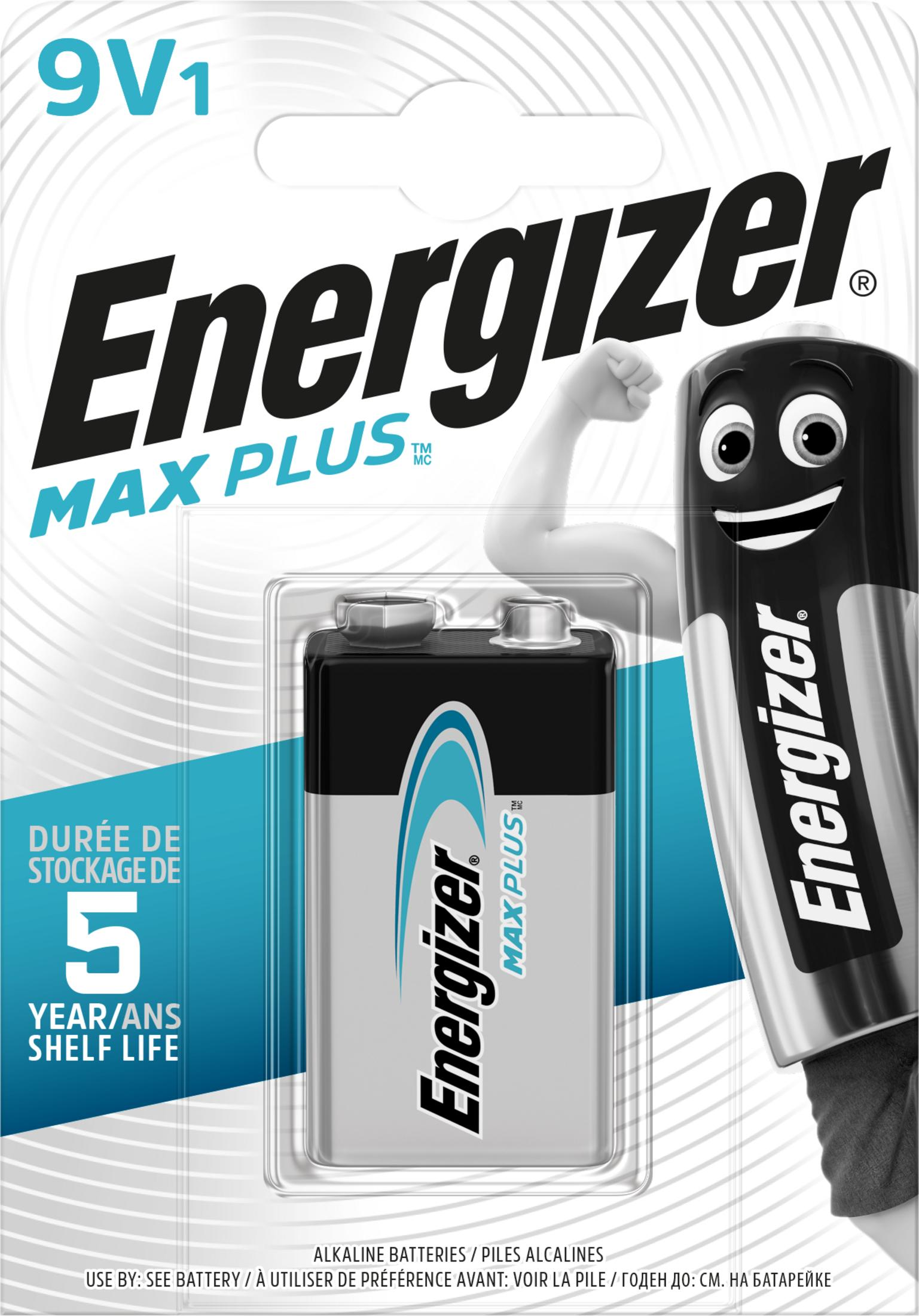 Bateria Energizer 9V Max Plus w opakowaniu z kreskówkową twarzą
