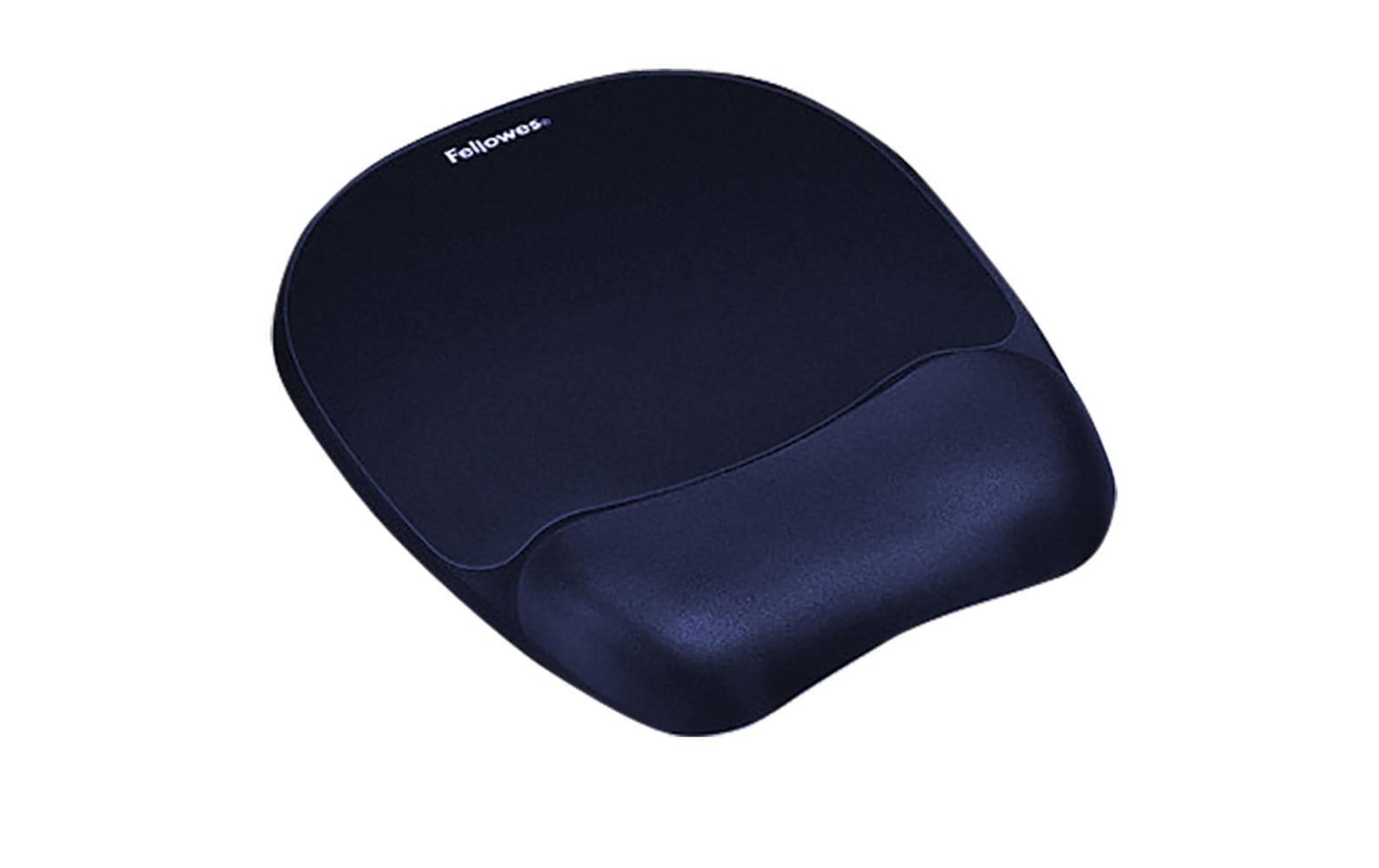 Ciemnoniebieska ergonomiczna podkładka pod nadgarstek z napisem 