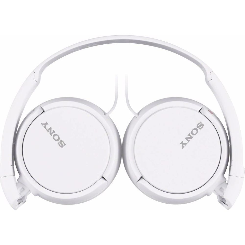 Weiße Sony Kopfhörer mit Kopfbügel, nahaufnahme.