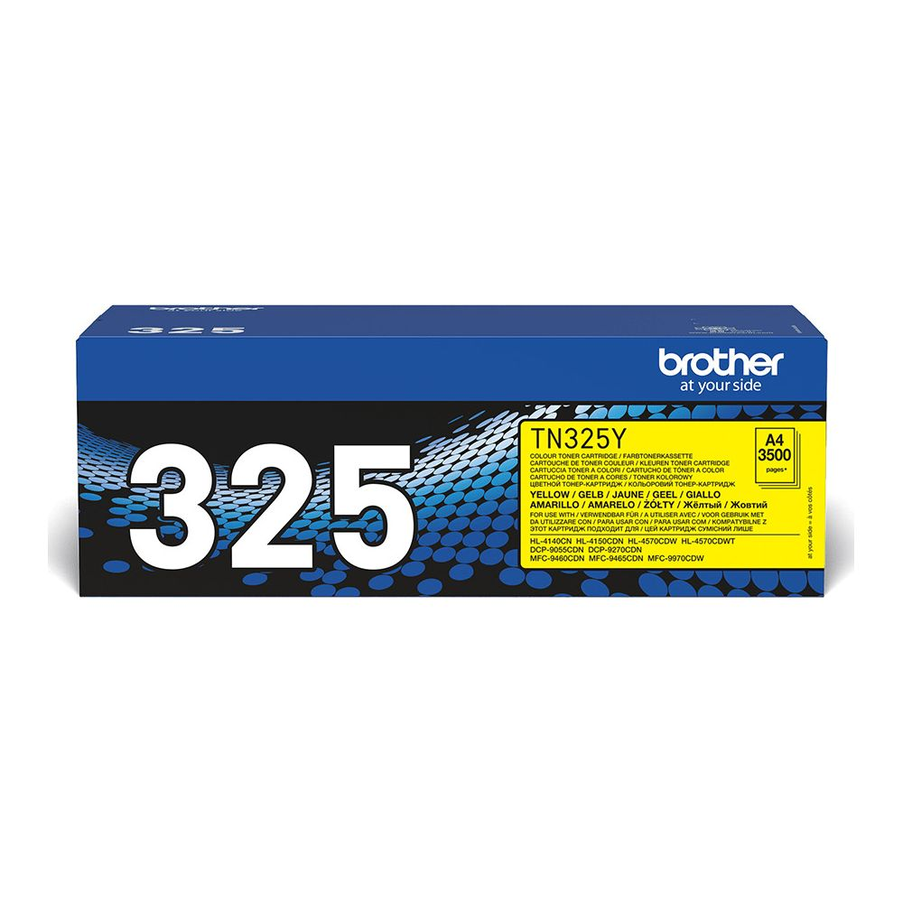 Yellow Brother TN325Y toner cartridge with large 325 print. A4, 3500 pages.