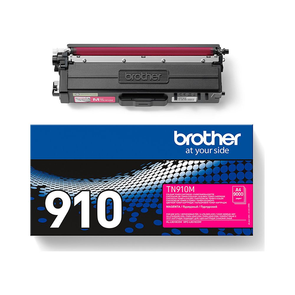 Cartouche de toner Brother TN910M magenta pour imprimantes A4, 9000 pages.