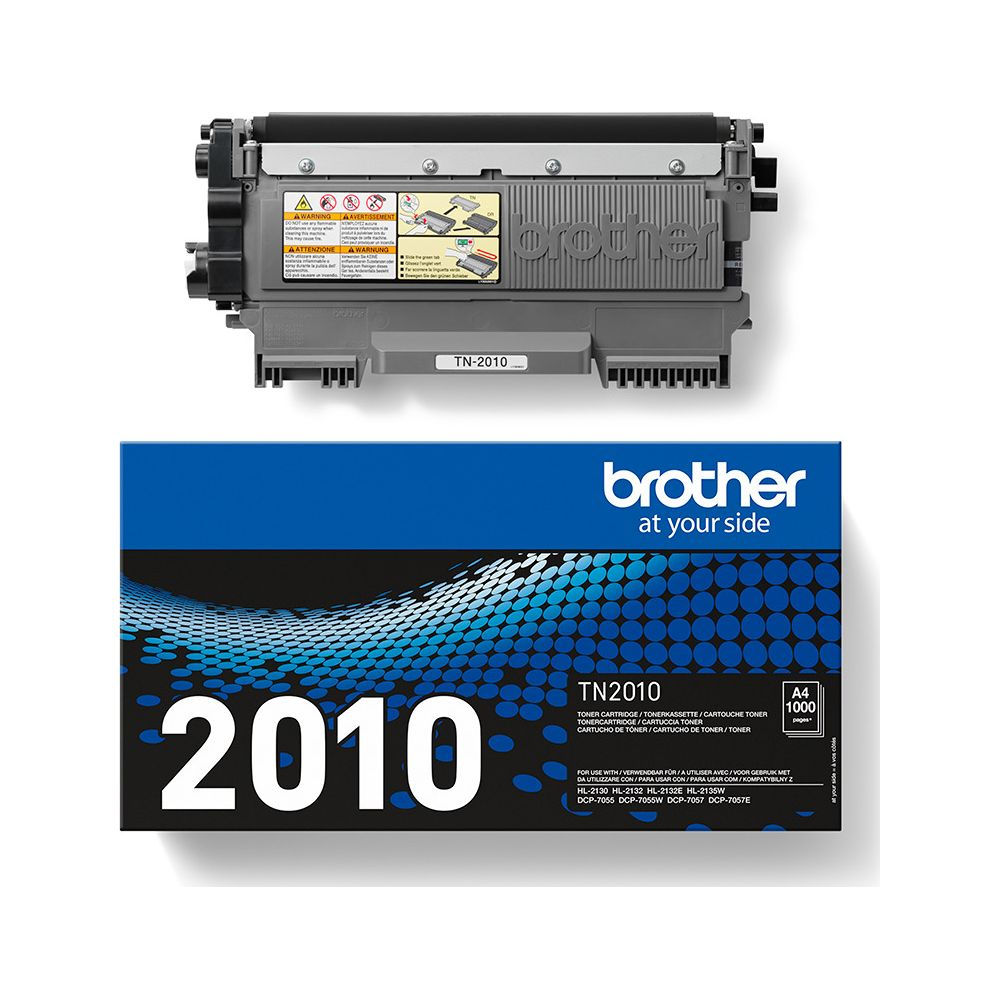 Toner Brother TN-2010, czarny, z logo Brother i numerem modelu.