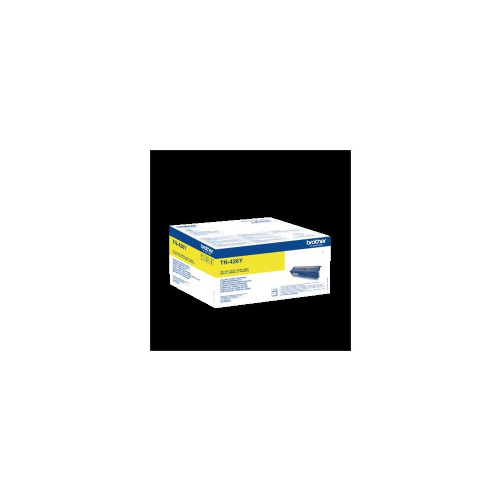 Cartuccia toner gialla Brother TN-426Y in confezione originale, anteriore sinistra.