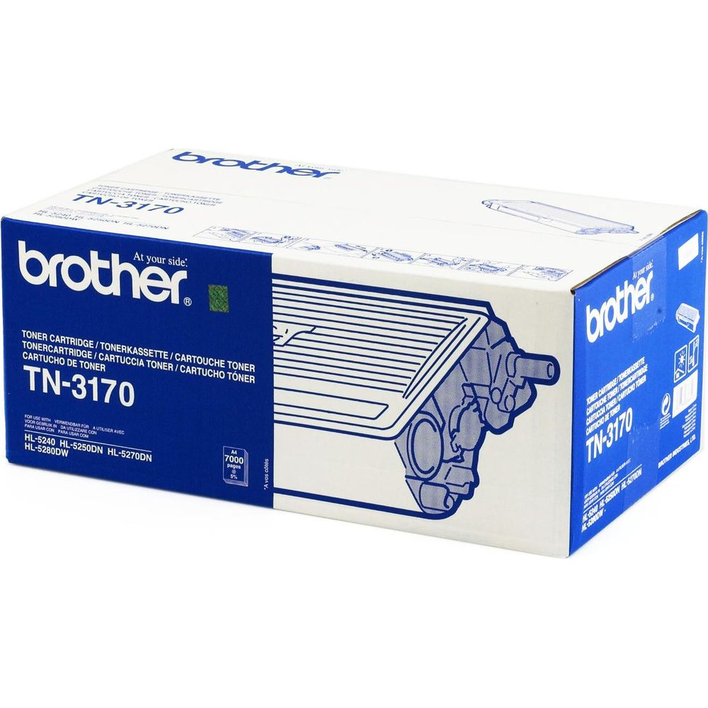 Toner Brother TN-3170 w niebieskim pudełku ze schematem.