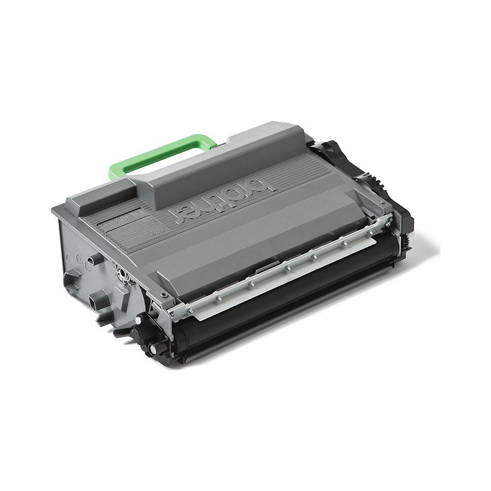 Grauer Brother-Toner mit grünem Griff und schwarzen Walzen.