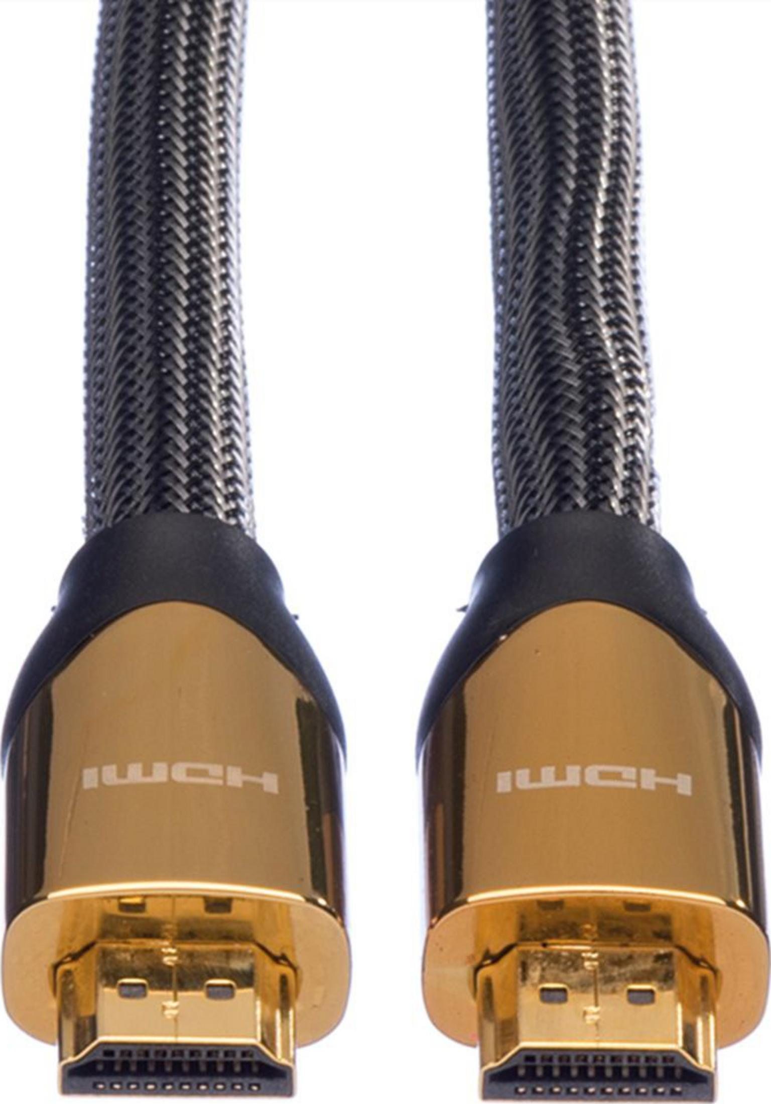 Twee HDMI-kabels met gouden connectoren en zwart gevlochten kabel.