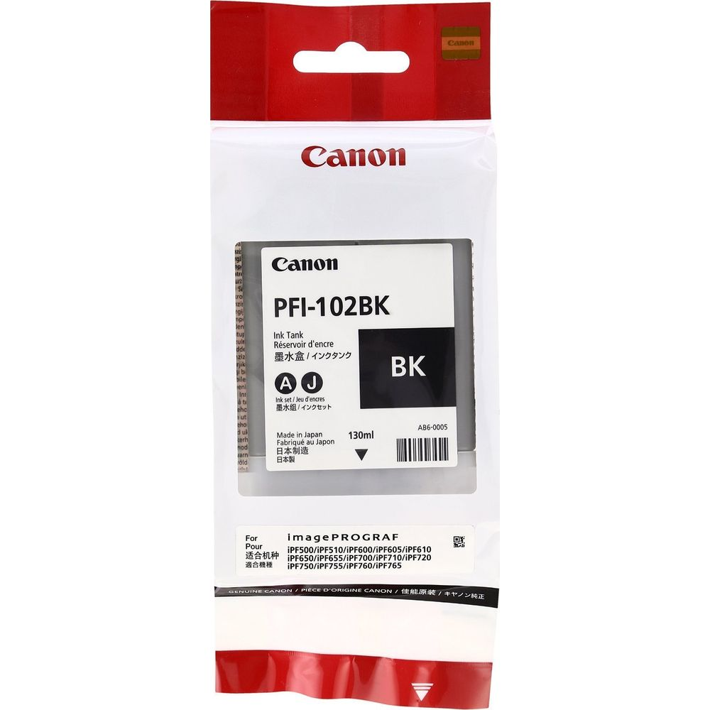 Czarny zbiornik z tuszem Canon PFI-102BK do drukarek imagePROGRAF, 130ml.