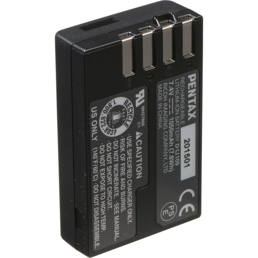 Pentax D-LI109 Akku: 7.4V, 1050mAh, wiederaufladbar, Made in China.