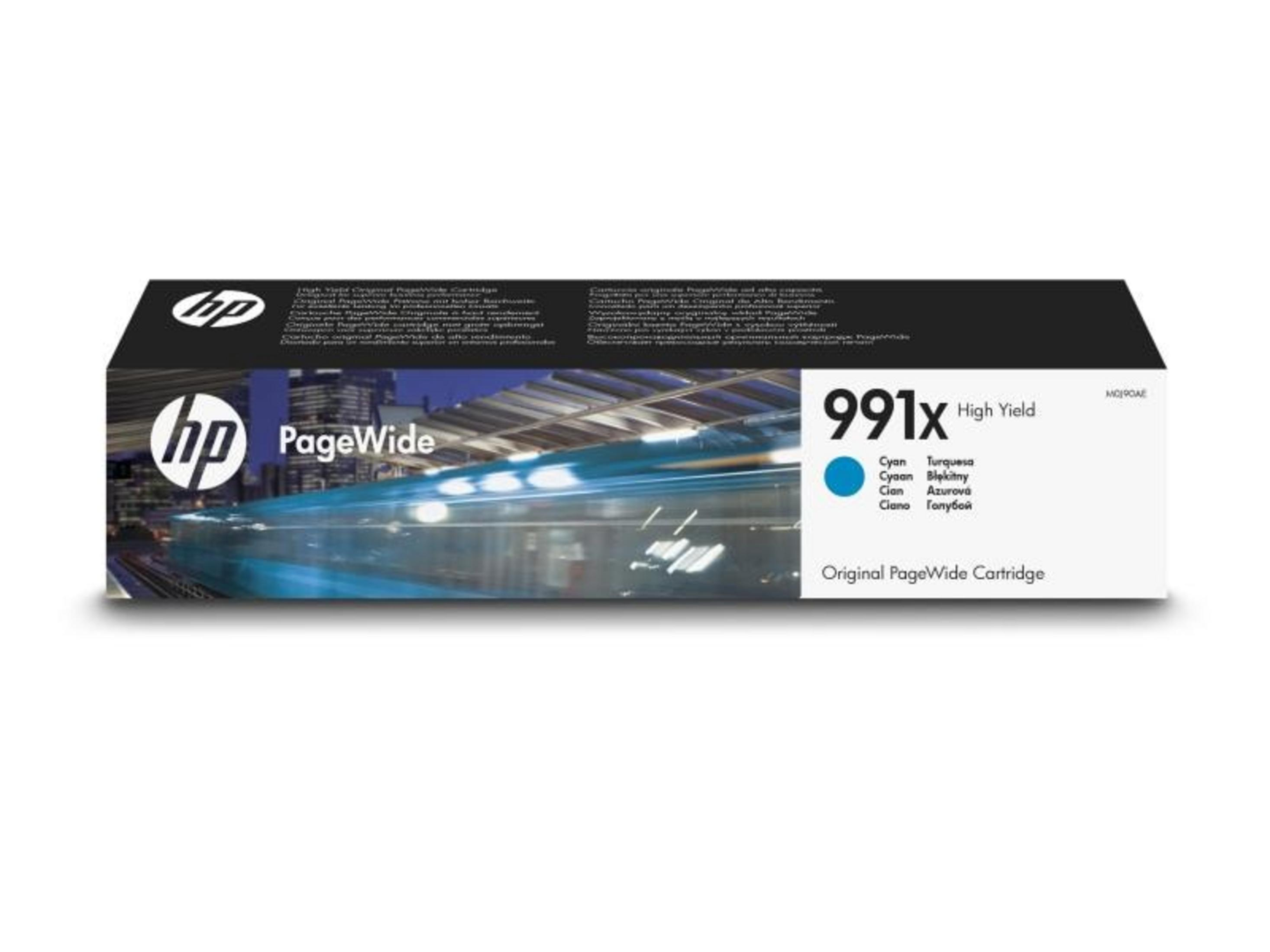 HP PageWide 991x High Yield Cyan inktcartridge, met trein.