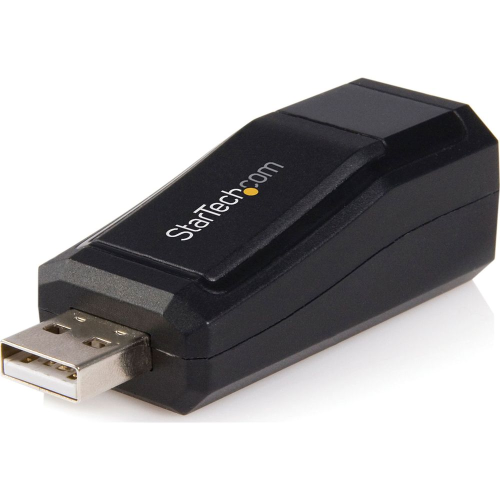 Zwarte USB-adapter met StarTech.com-logo, op witte achtergrond.