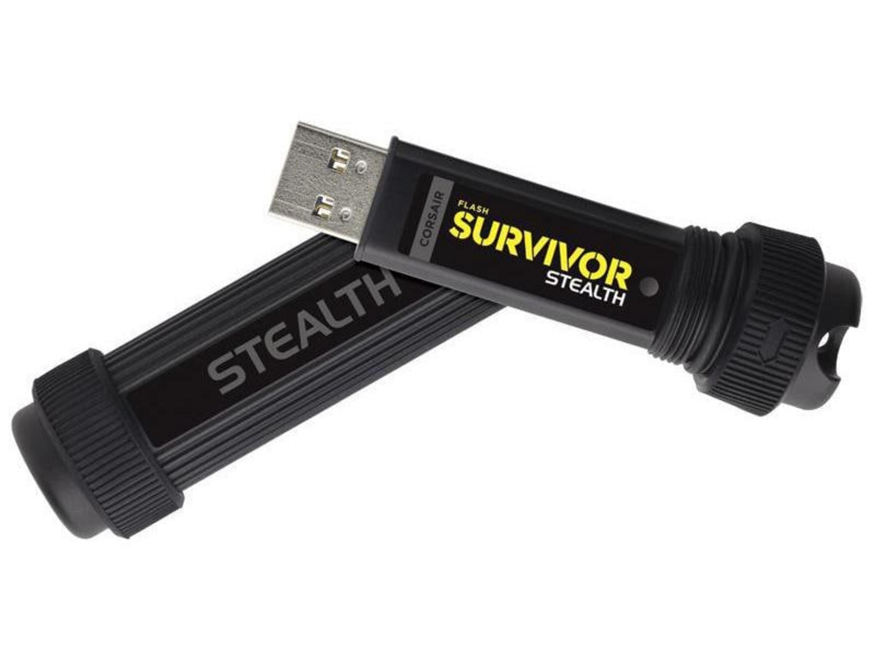 Dwa czarne pendrive'y, jeden z napisem "STEALTH", drugi "SURVIVOR".