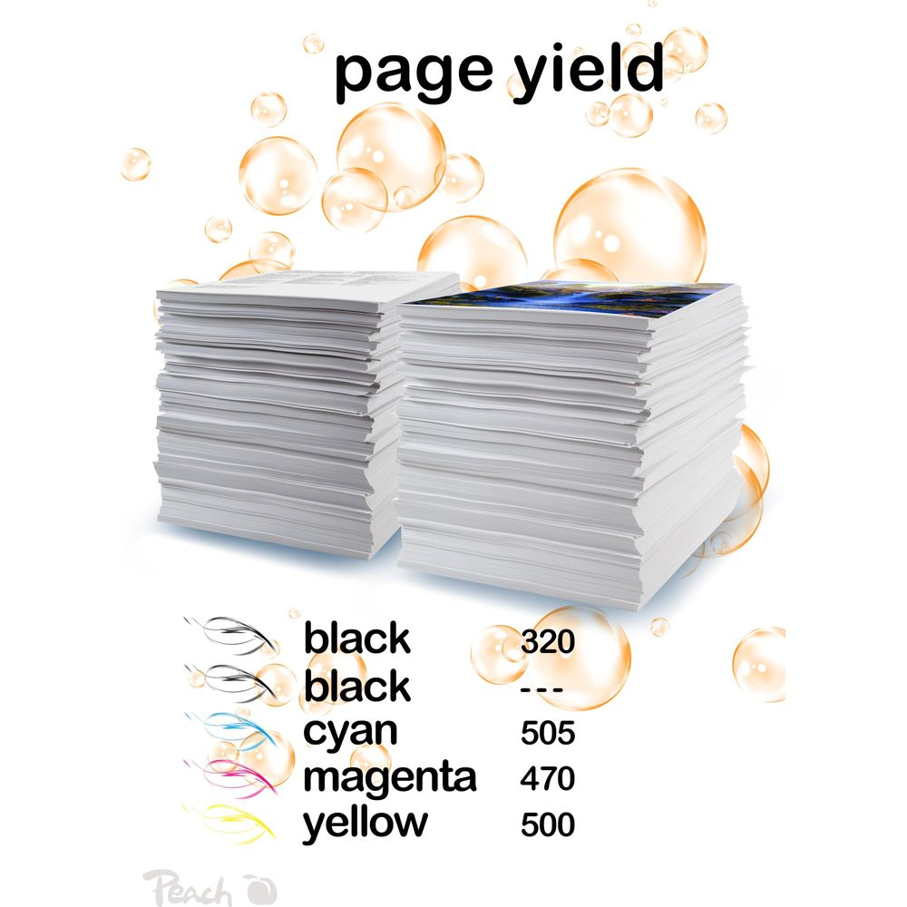 Dwa stosy papieru, jeden zadrukowany, jeden pusty, z kolorami i liczbą stron.