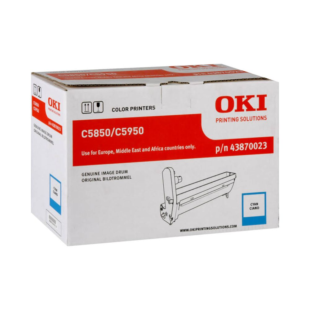 Tambour d'image OKI Cyan pour imprimantes C5850/C5950, p/n 43870023.