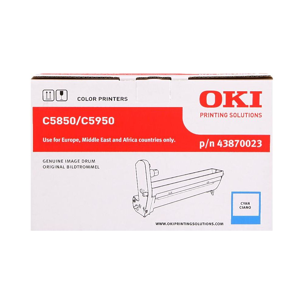 Tambour d'image OKI pour imprimantes C5850/C5950, Cyan. N° pièce 43870023.