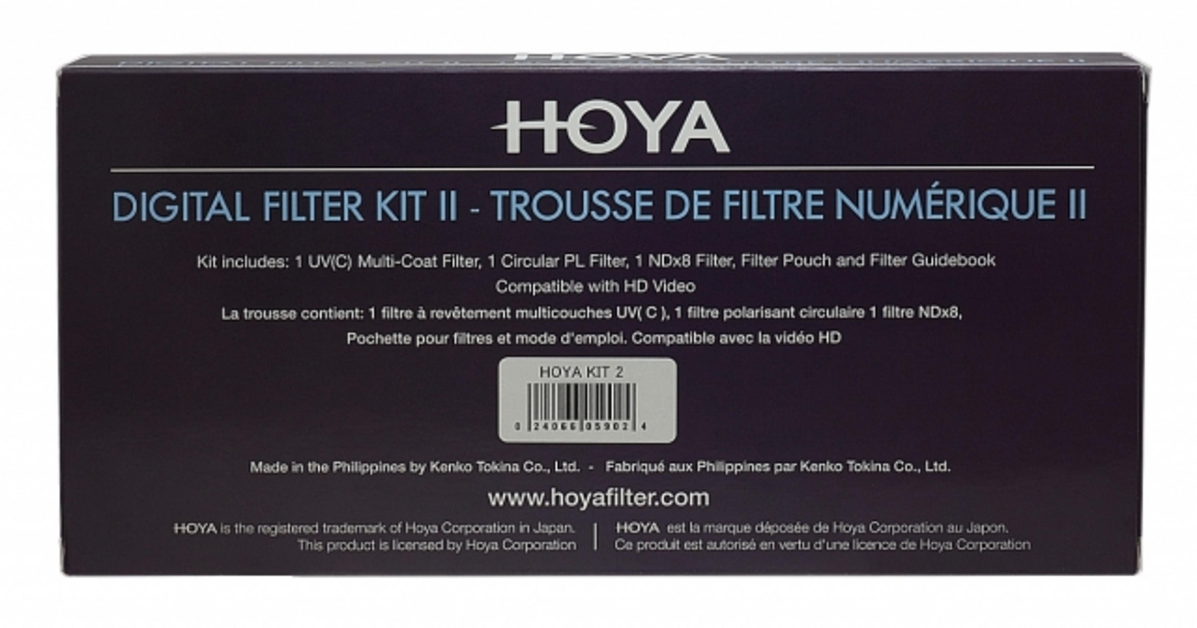 Hoya Digital Filter Kit II doos met tekst en barcode.