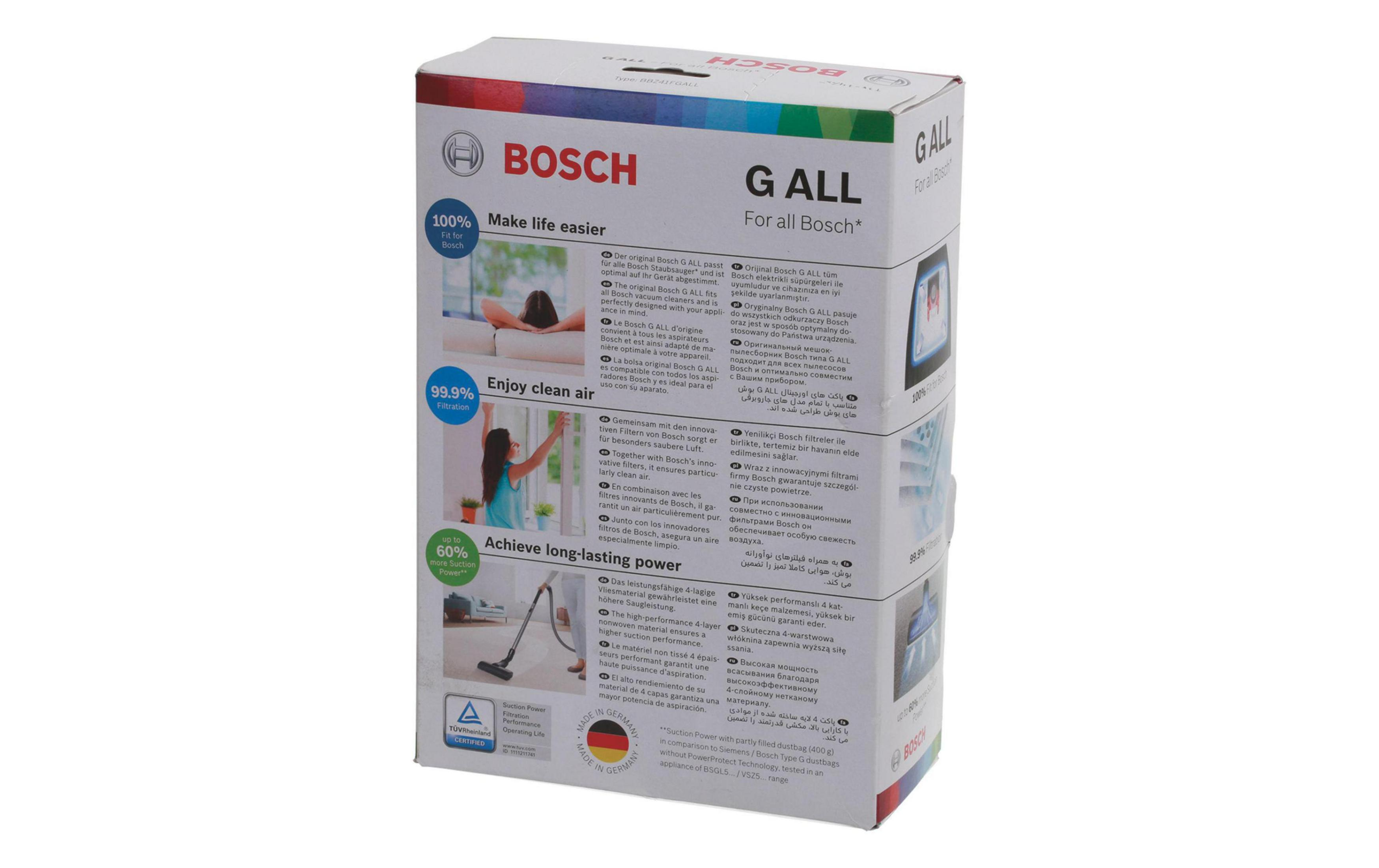 Bosch G ALL Staubsaugerbeutel: 100% Passform, 99.9% Filtration, lange Saugkraft.