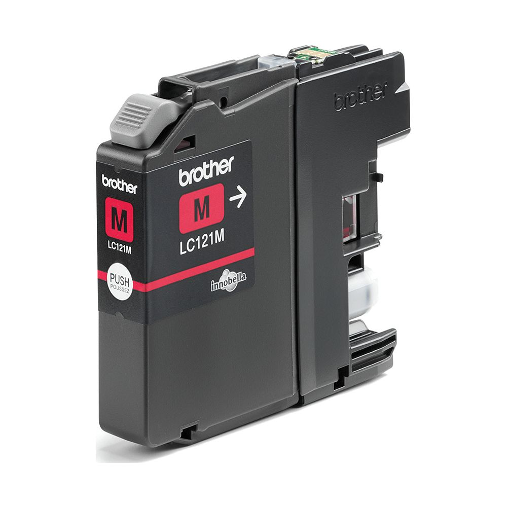 Czarny tusz Brother LC121M magenta z naklejką "PUSH".