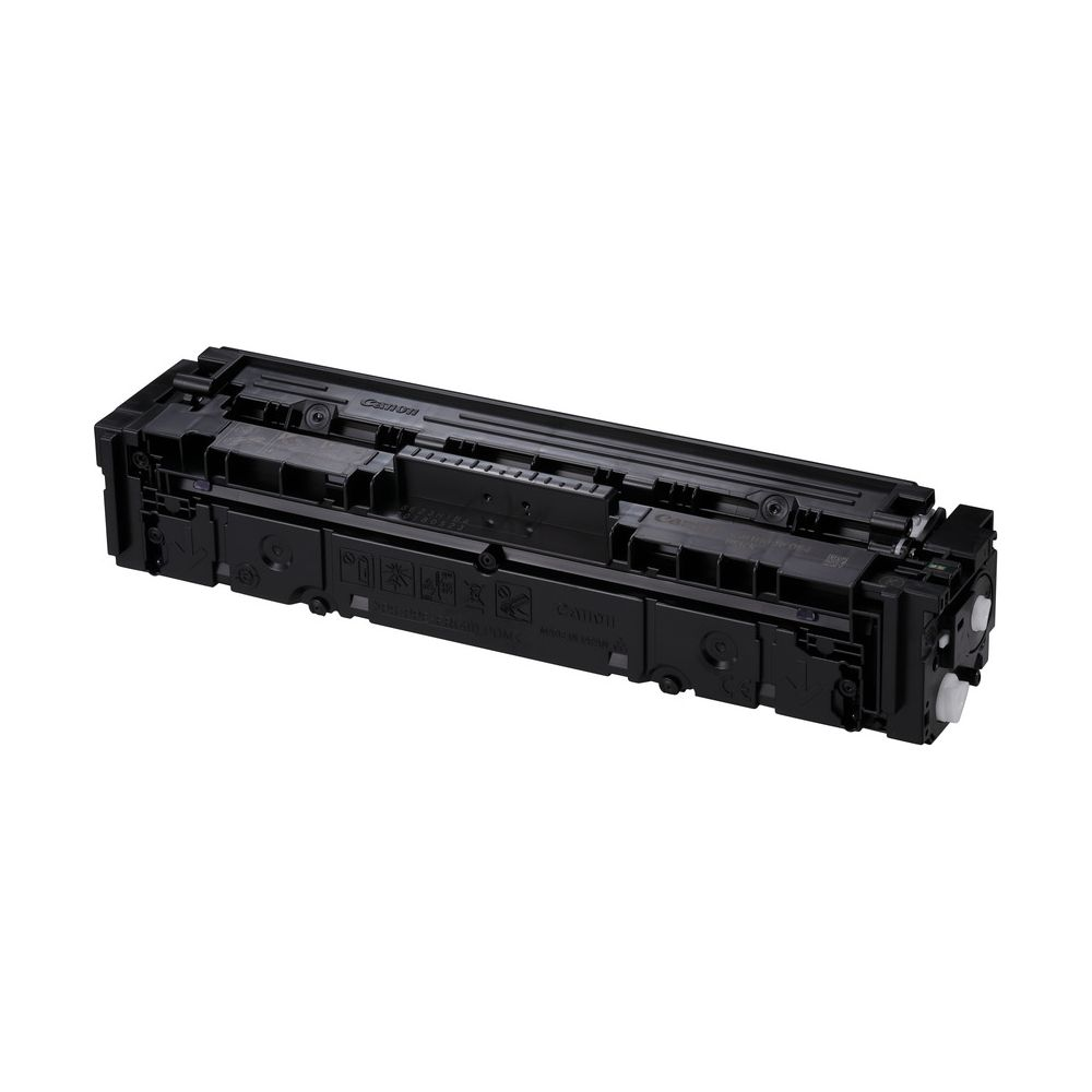 Corps de cartouche de toner Canon noir avec pièces en plastique détaillées et symboles.