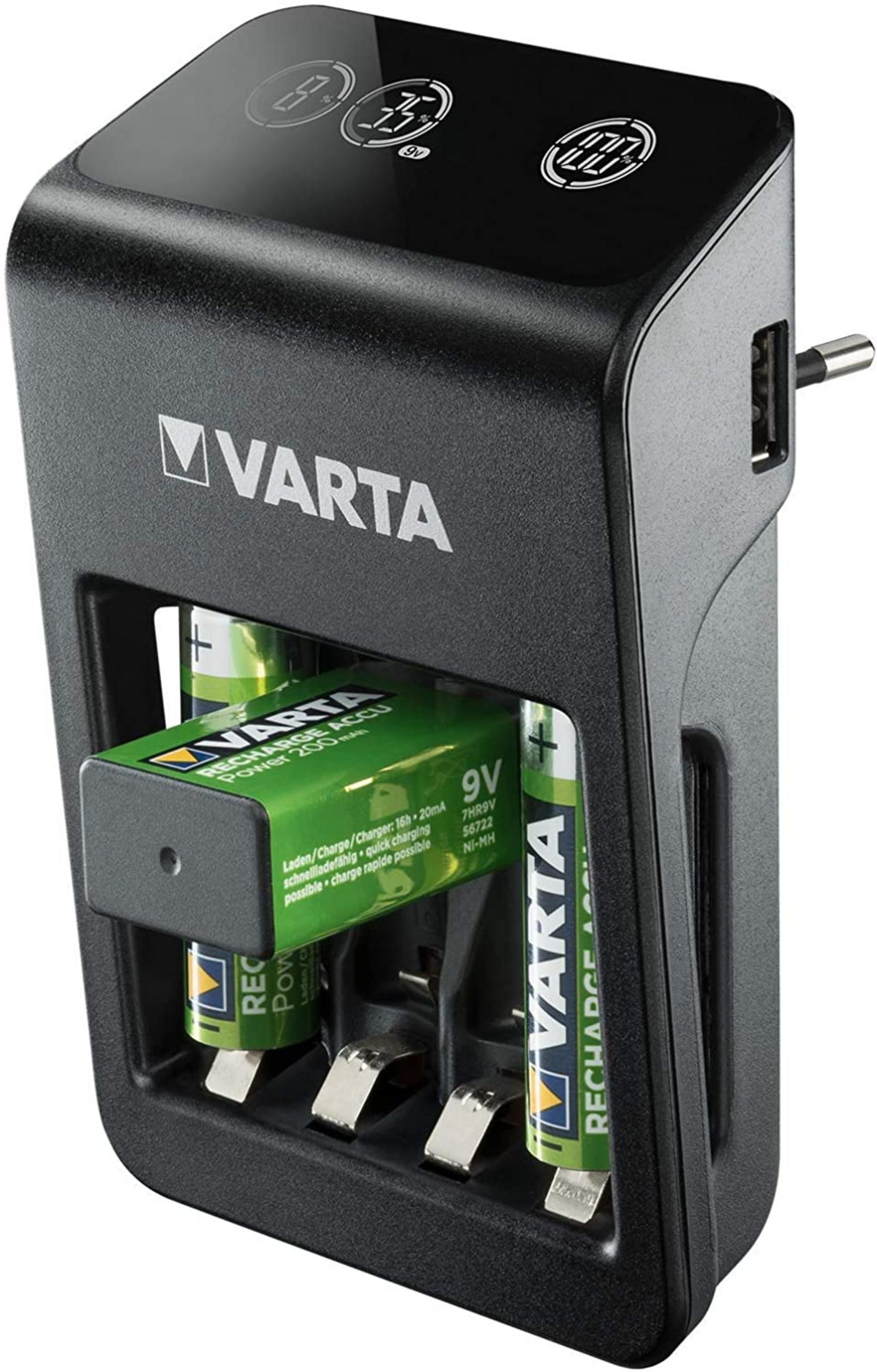 VARTA Plug Charger Voor 2 Of 4 AA/AAA NiMH Oplaadbare Batterijen – Inclusief 4x AA 2100 MAh, EU-stekker, Wit, Veiligheidstimer En -cut-off
