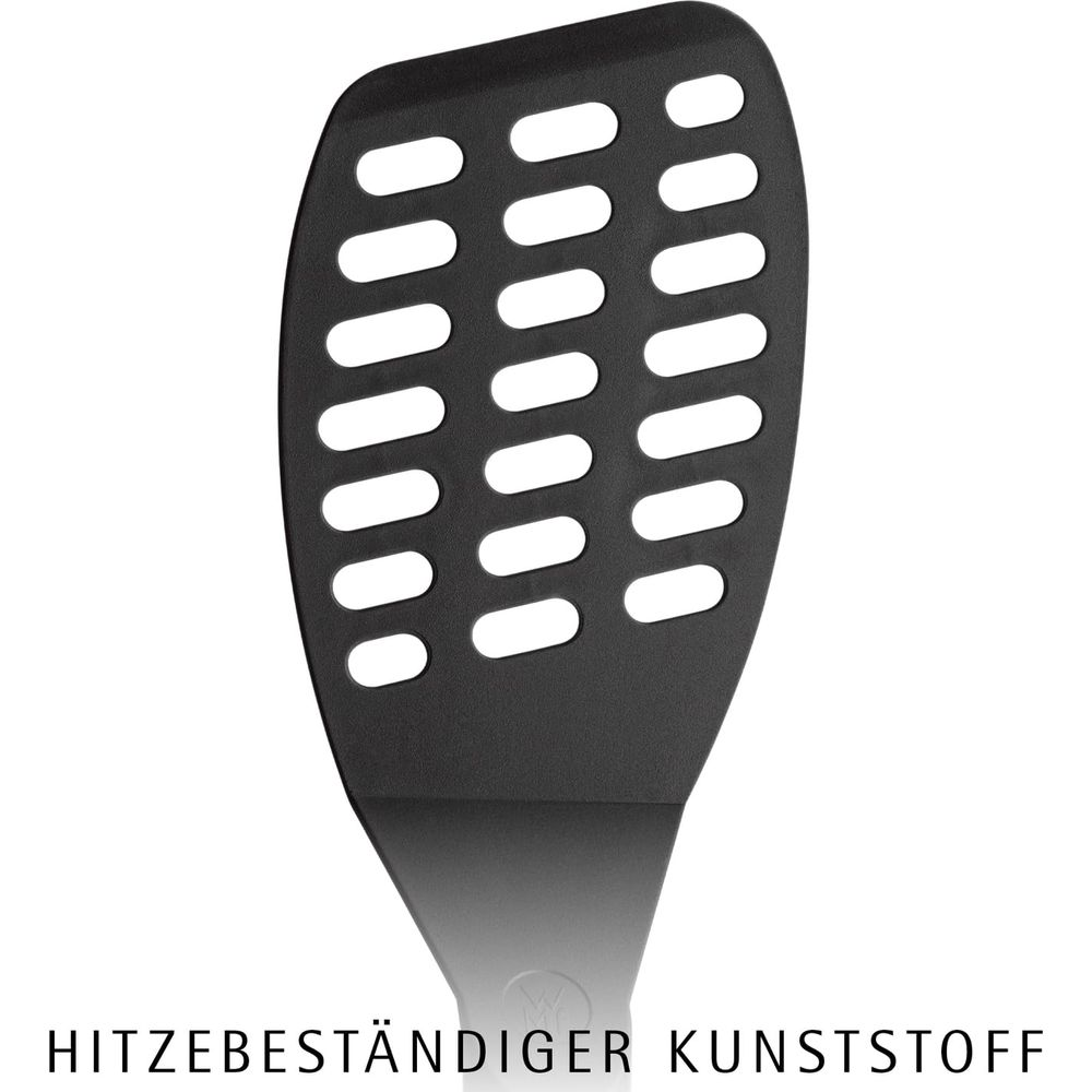 Czarna łopatka z owalnymi wycięciami, na białym tle.