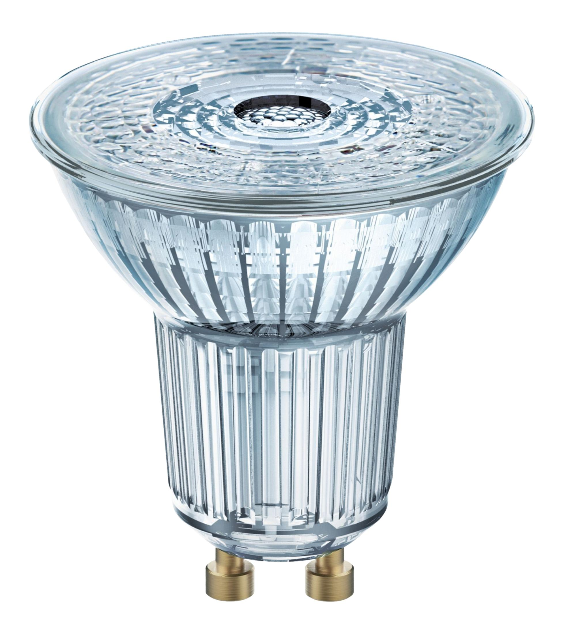 Przezroczysta żarówka z żebrowaną podstawą i dwoma złotymi bolcami.