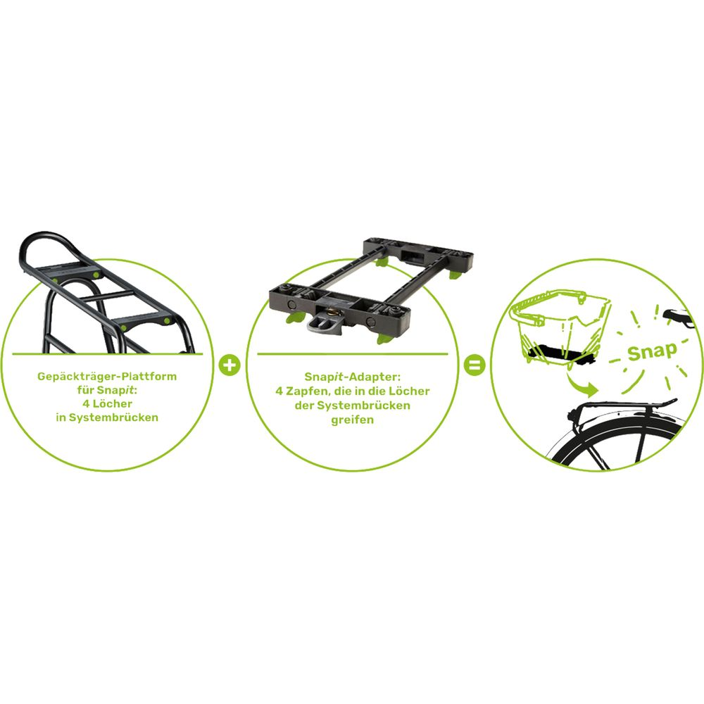 Porte-bagages de vélo, adaptateur et instructions de montage.
