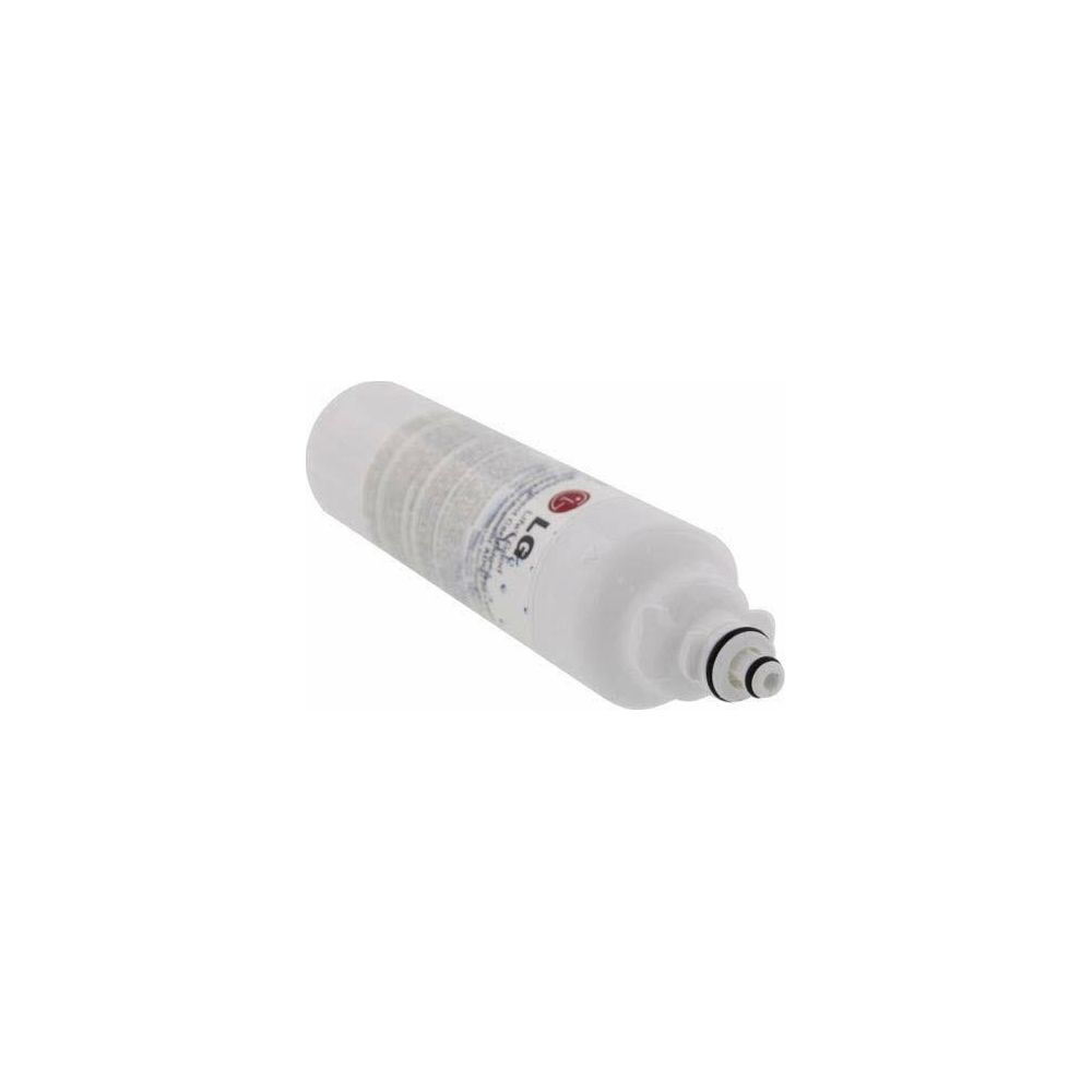 Ein weißer LG-Wasserfilter mit einem sichtbaren LG-Logo auf der Seite.