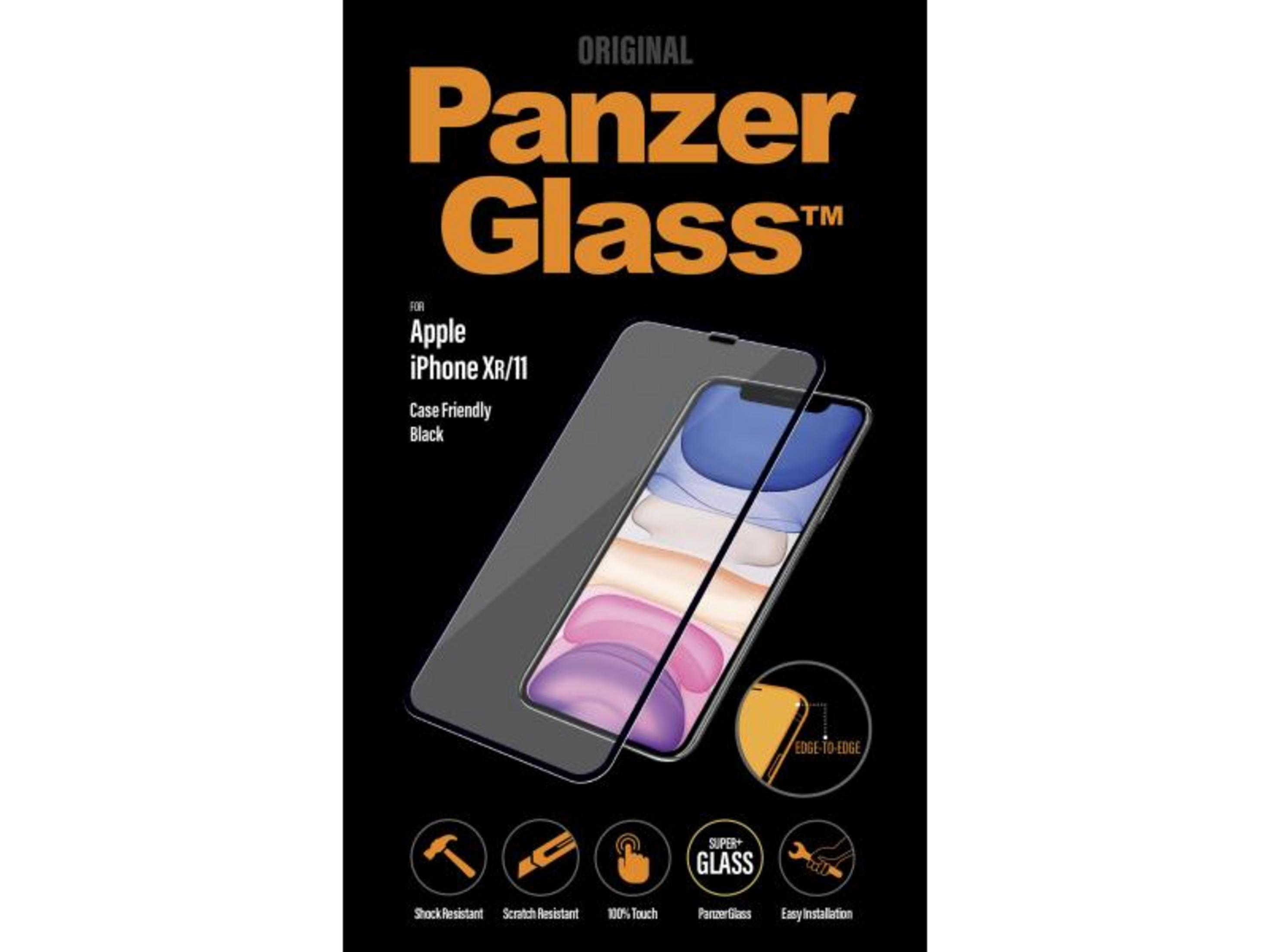 Verre blindé pour iPhone XR/11, noir, résistant aux chocs.