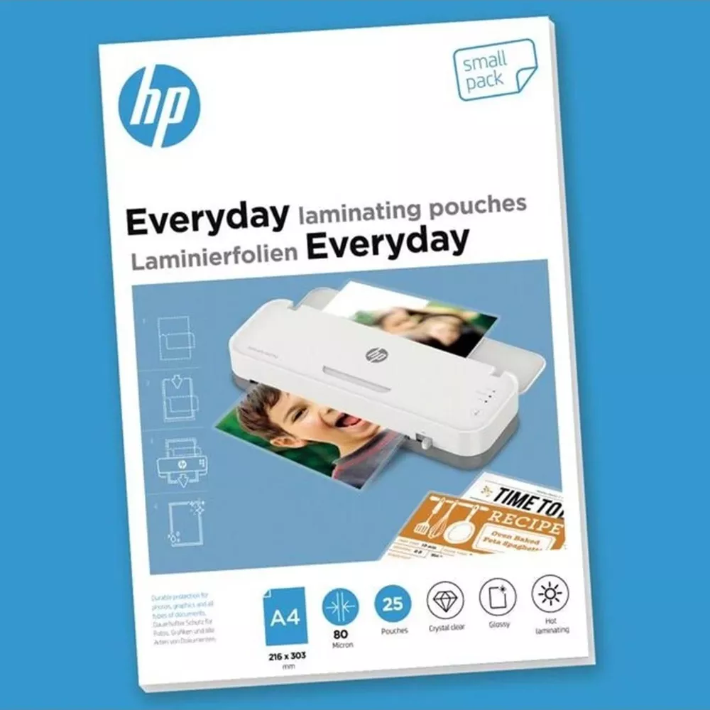 Plastificatrice HP con buste "Everyday", A4, 25 pezzi, 80 micron.