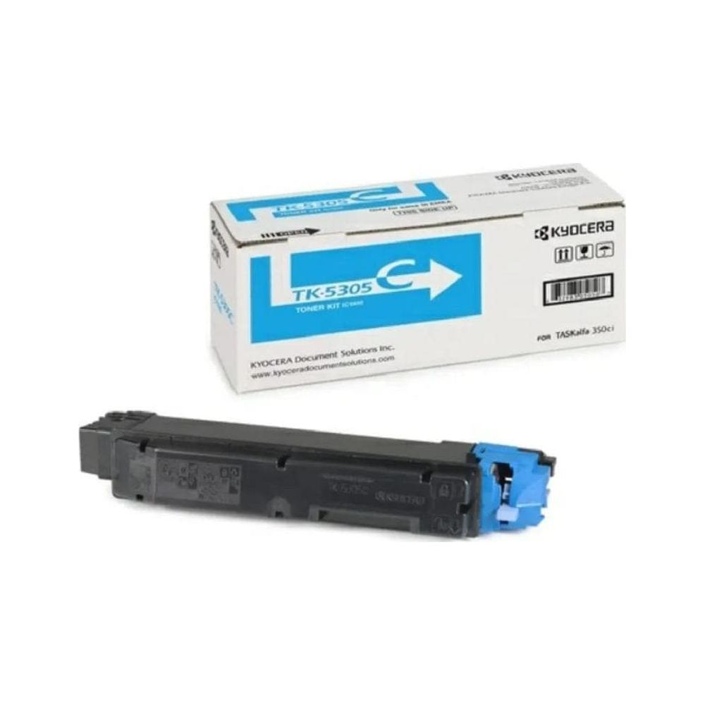 Kyocera TK-5305 Tonerkartusche und Verpackung auf weißem Hintergrund.