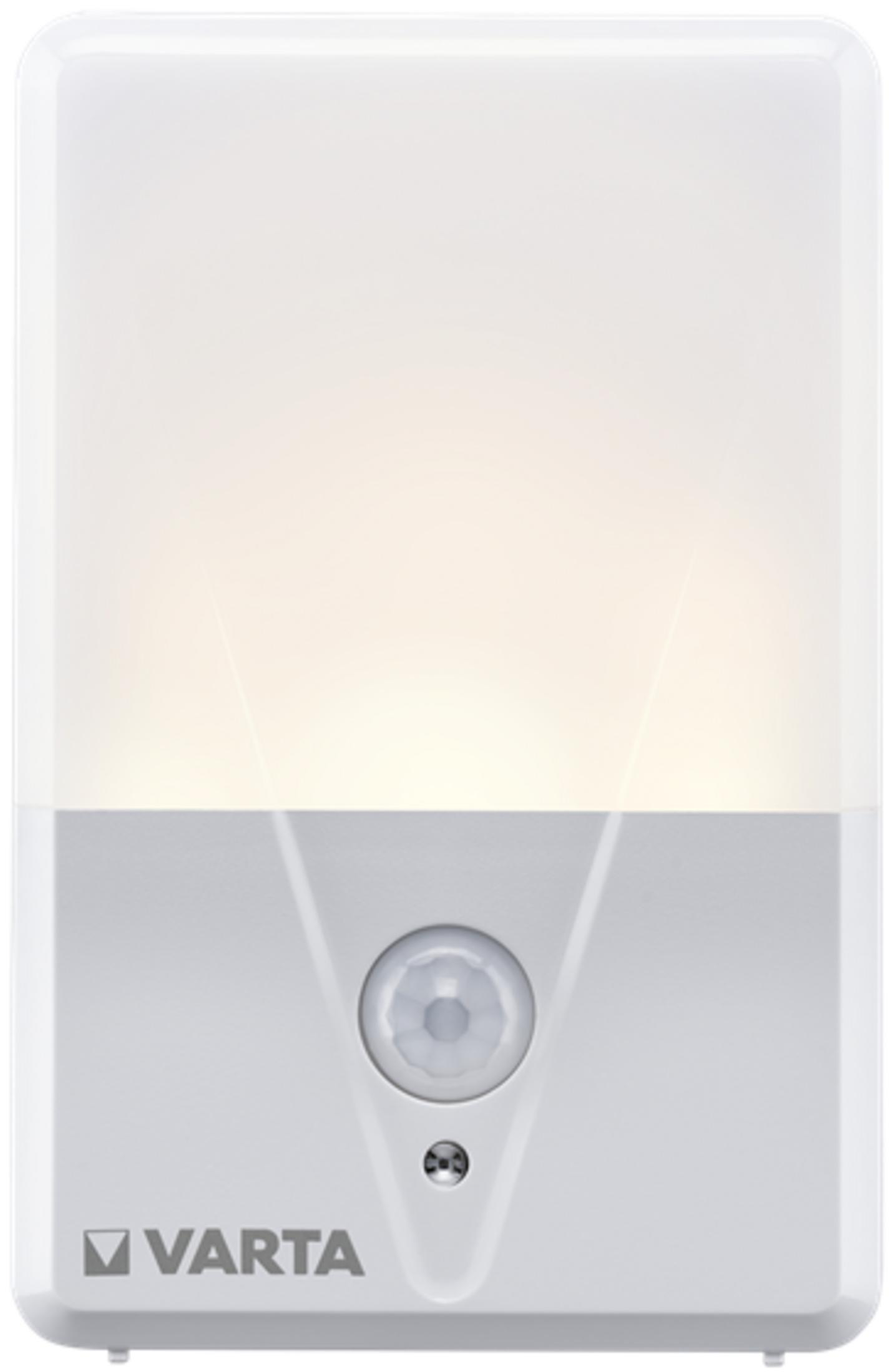 Lampe blanche à détecteur de mouvement Varta, partie supérieure translucide, capteur central.