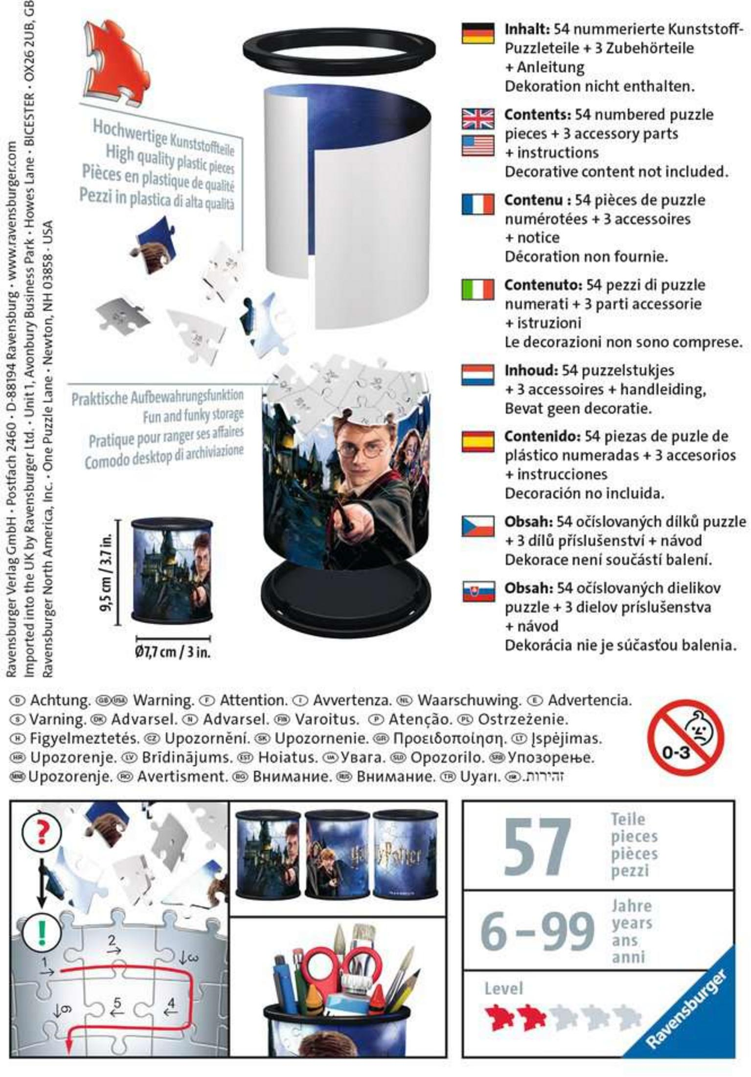 Puzzle Harry Potter: 54 elementy, pojemnik, akcesoria. Wiek 6-99.