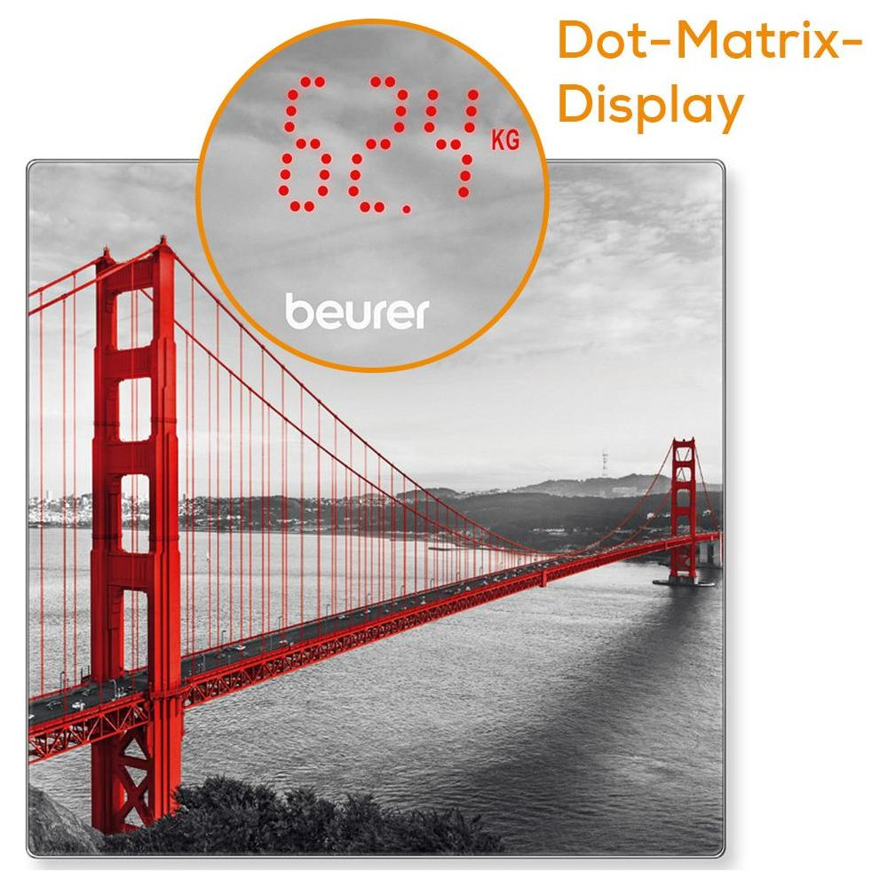 Puente Golden Gate rojo en B&N, mostrando una pantalla de 62,4 kg.