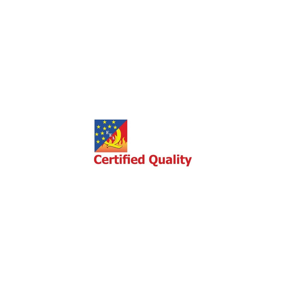 Logo avec étoiles, flammes et texte 'Certified Quality'.