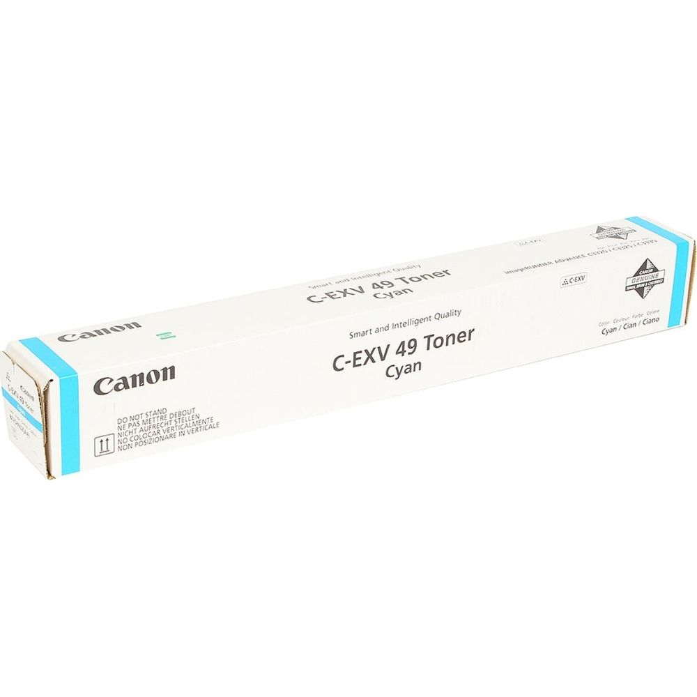Cartuccia toner Canon C-EXV 49 Ciano nella sua confezione originale.