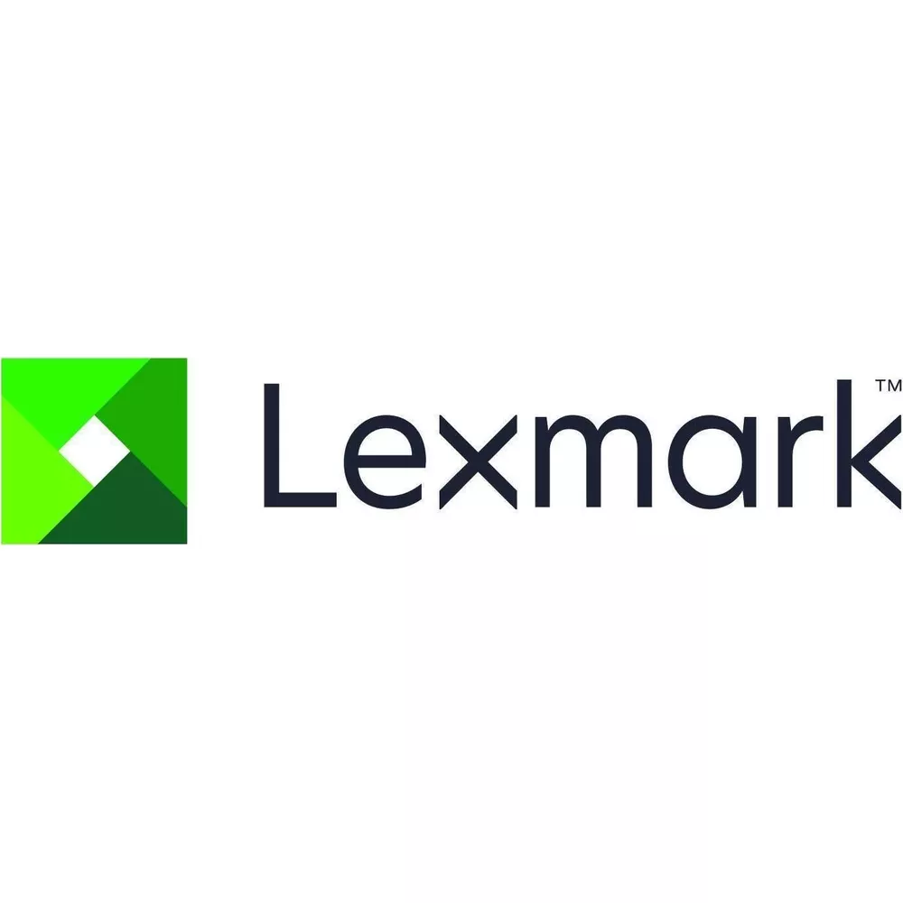Het Lexmark-logo met een groen vierkant en de tekst Lexmark.