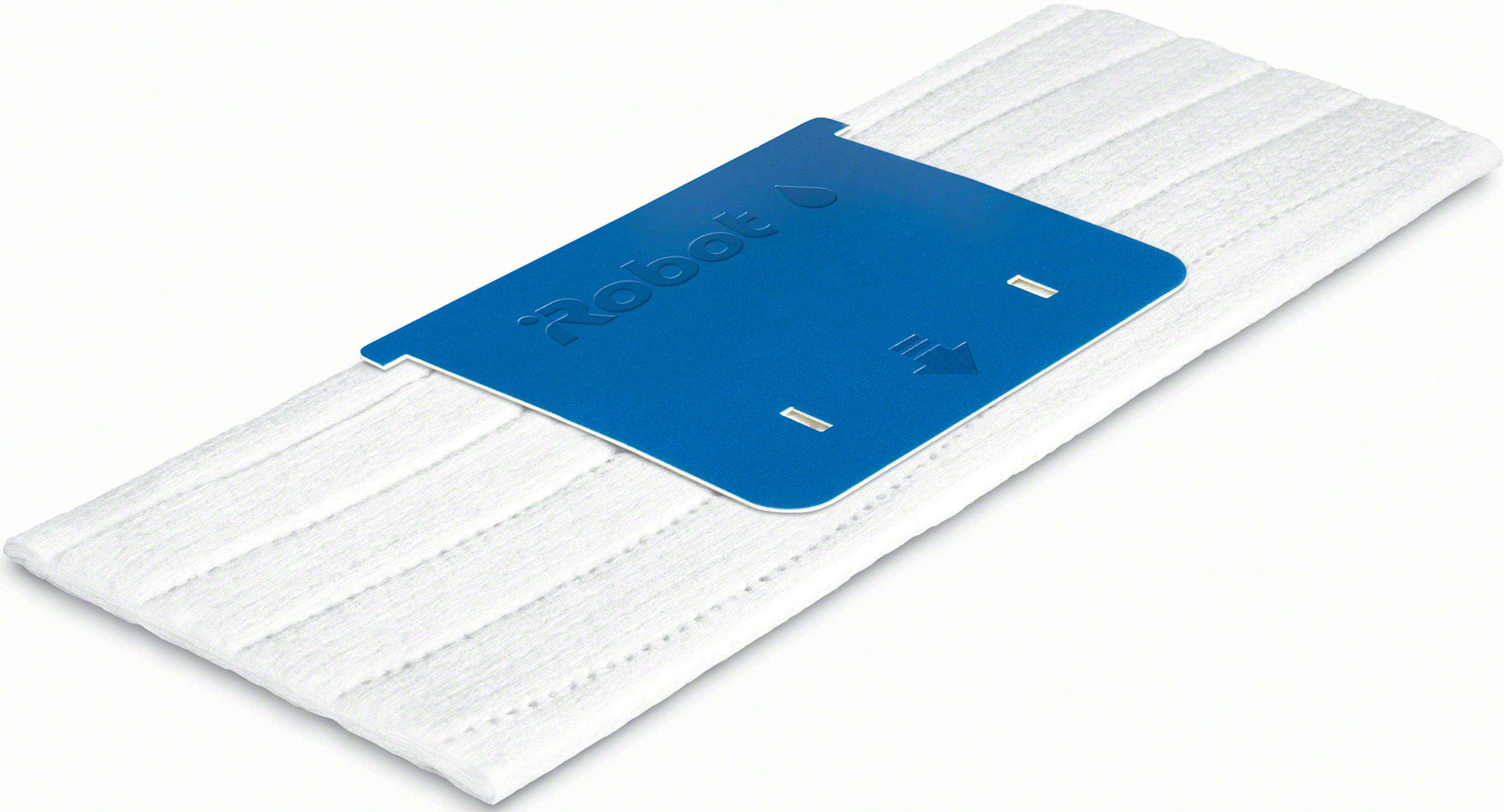 Una mopa blanca con soporte azul y el logo "Robot".